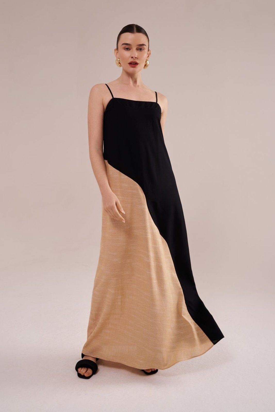 Vestido longo organic preto Suntime