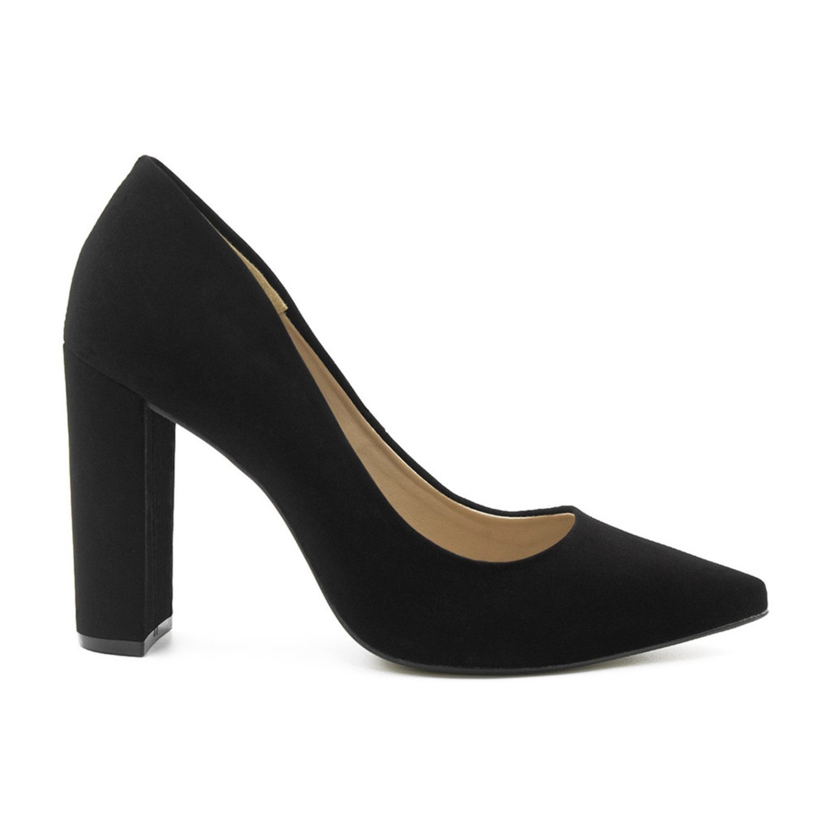 Scarpin Salto Grosso Jaine Preto Nobuck