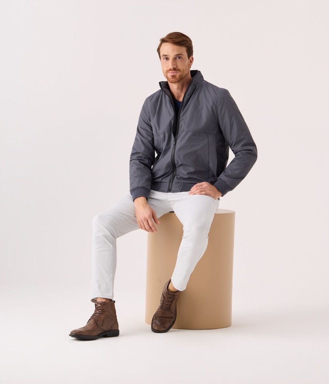 Jaqueta Makenji Bomber Masculina Cinza Chumbo
