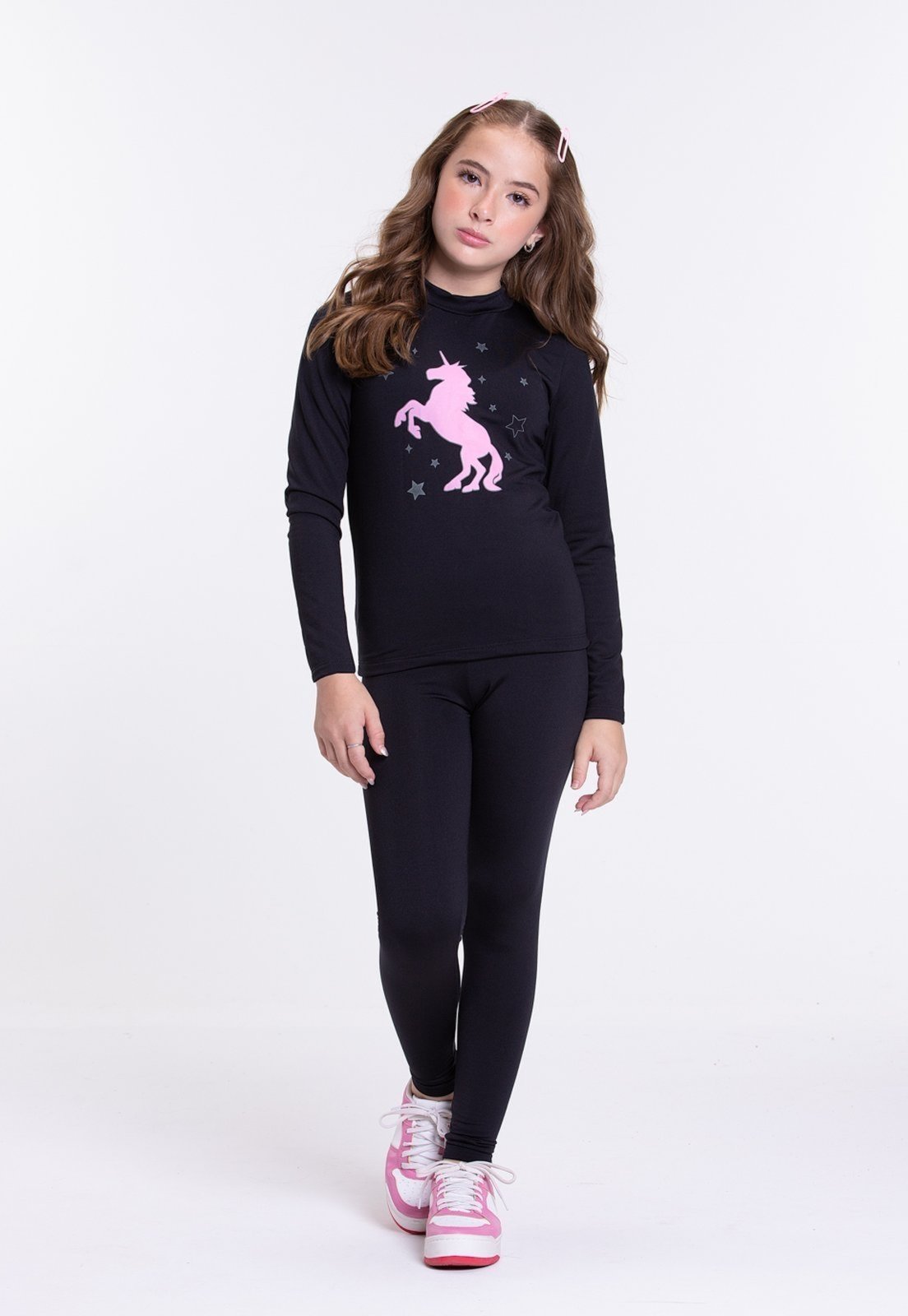 Infantil – Conjunto Térmico Brilha no Escuro Feminino Preto – Vida Costeira