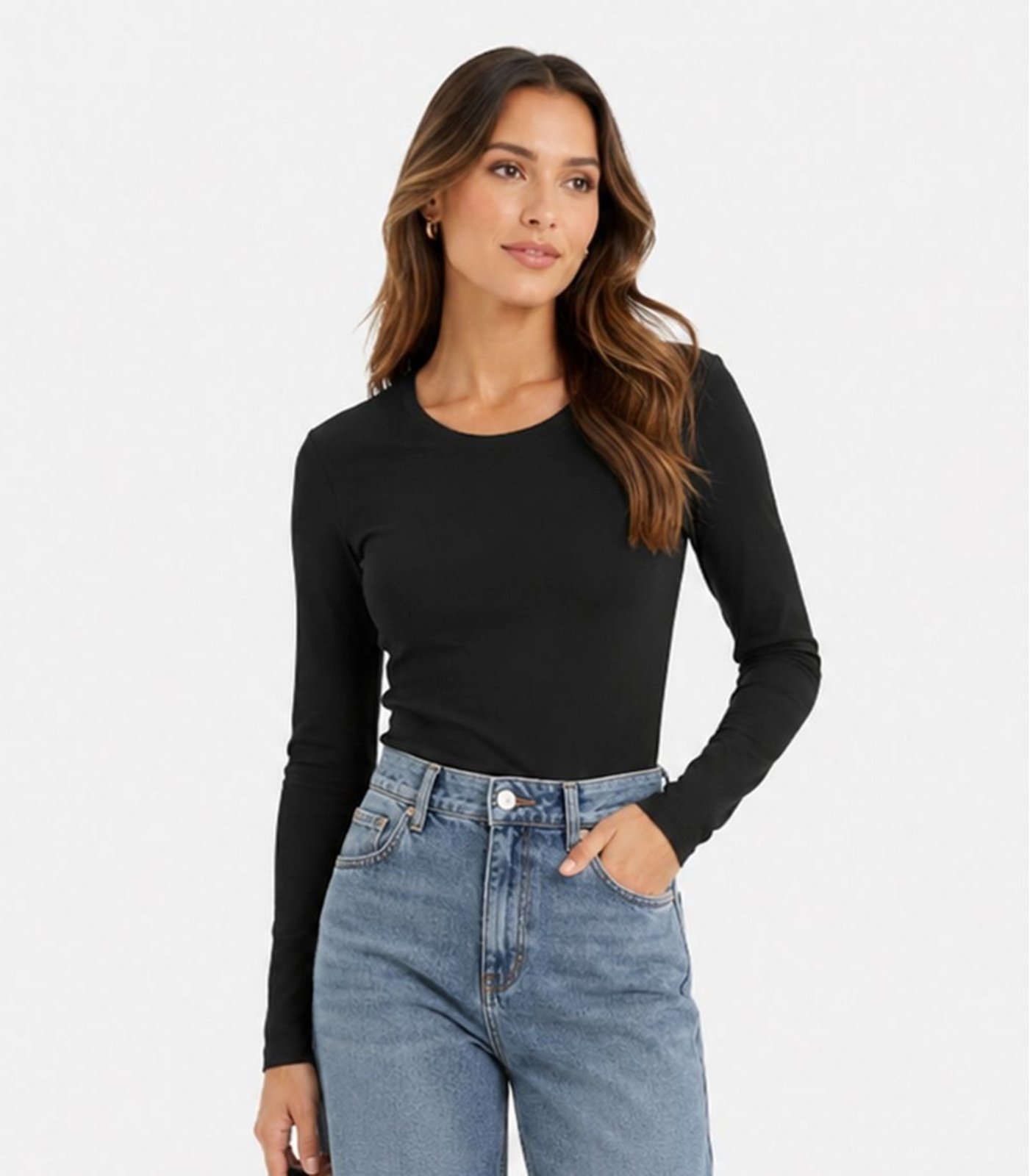 Blusa Manga Longa Feminina Em Suplex Infinita Cor Preto