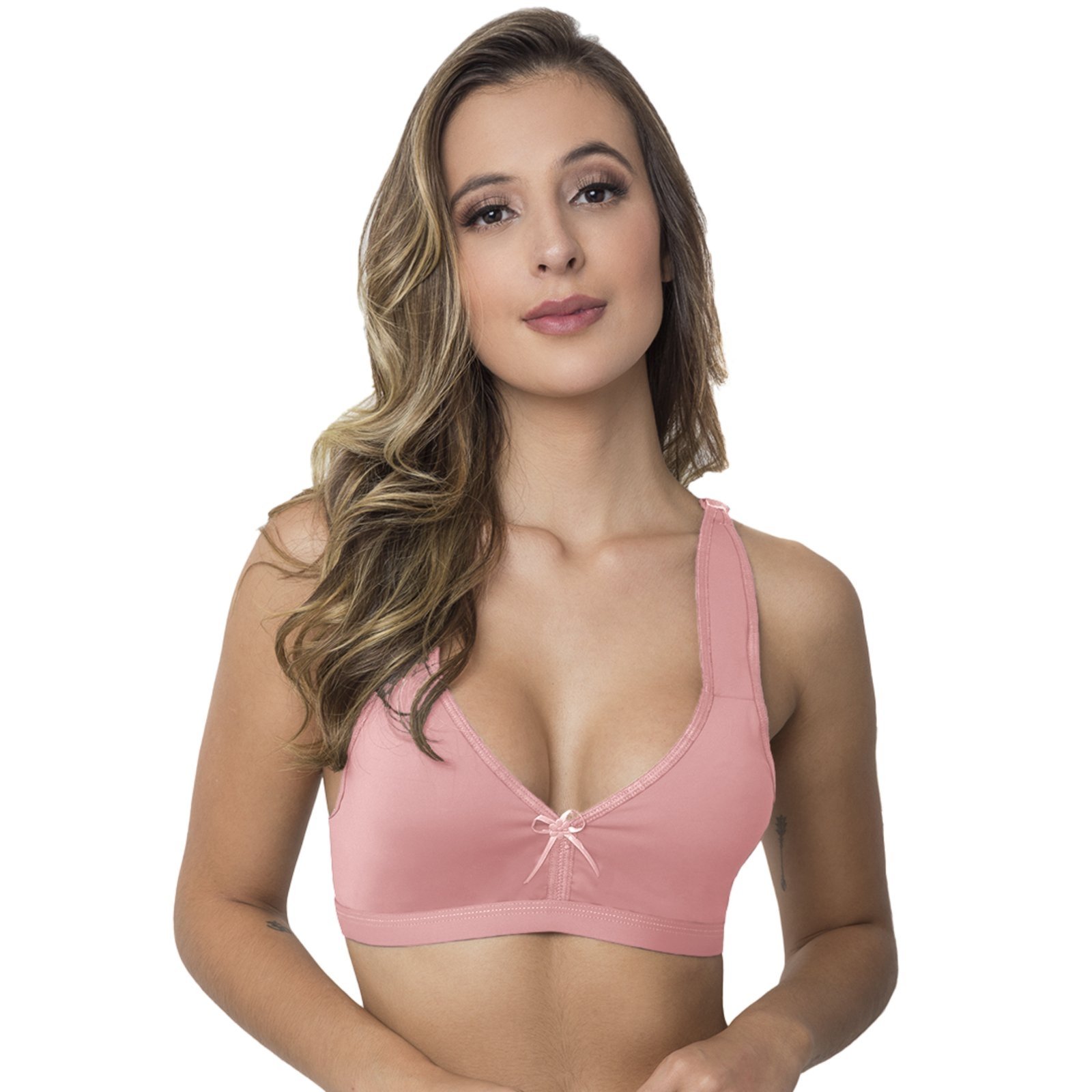 Sutiã Liso Tetê Variedades Sem Bojo Microfibra Confortável Rose