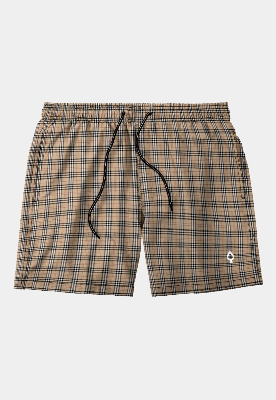 Short Bermuda Resina Praia Estampado Xadrez Masculino Tactel Básico Marrom