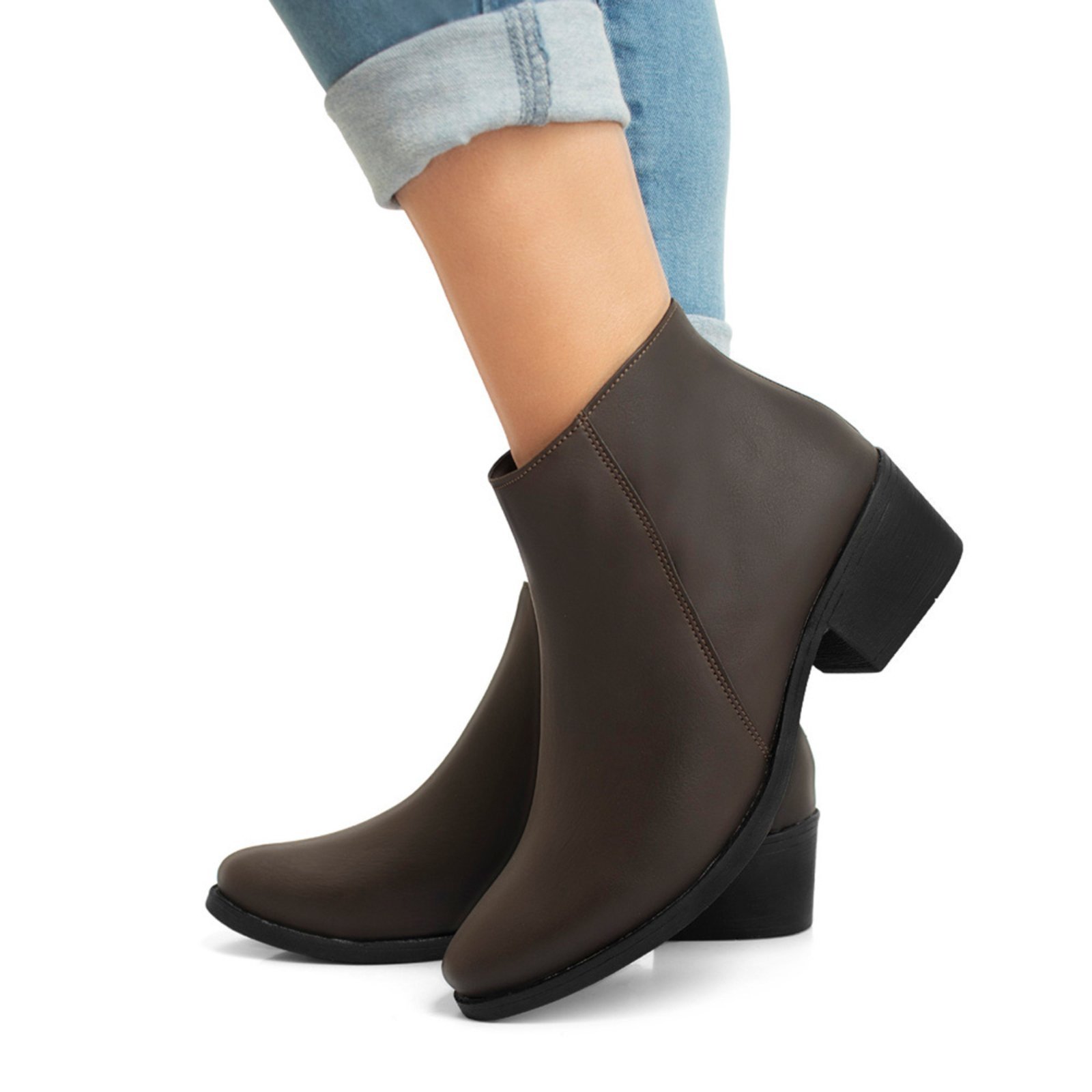 Bota Feminina Cano Curto Zíper Lateral Moderna Confortável