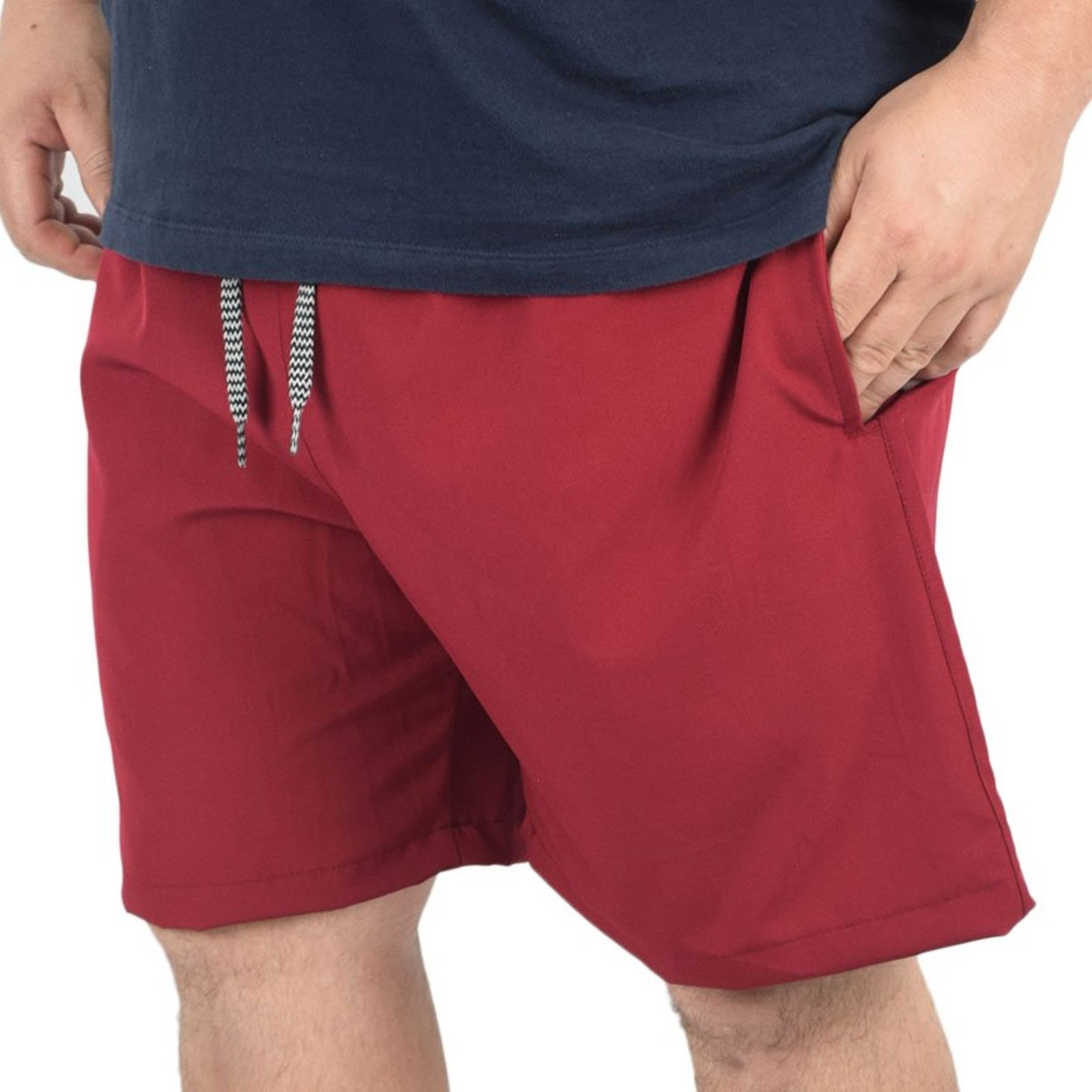 Short Bermuda Tactel Elastano Extra Grande Plus size Liso Vermelho
