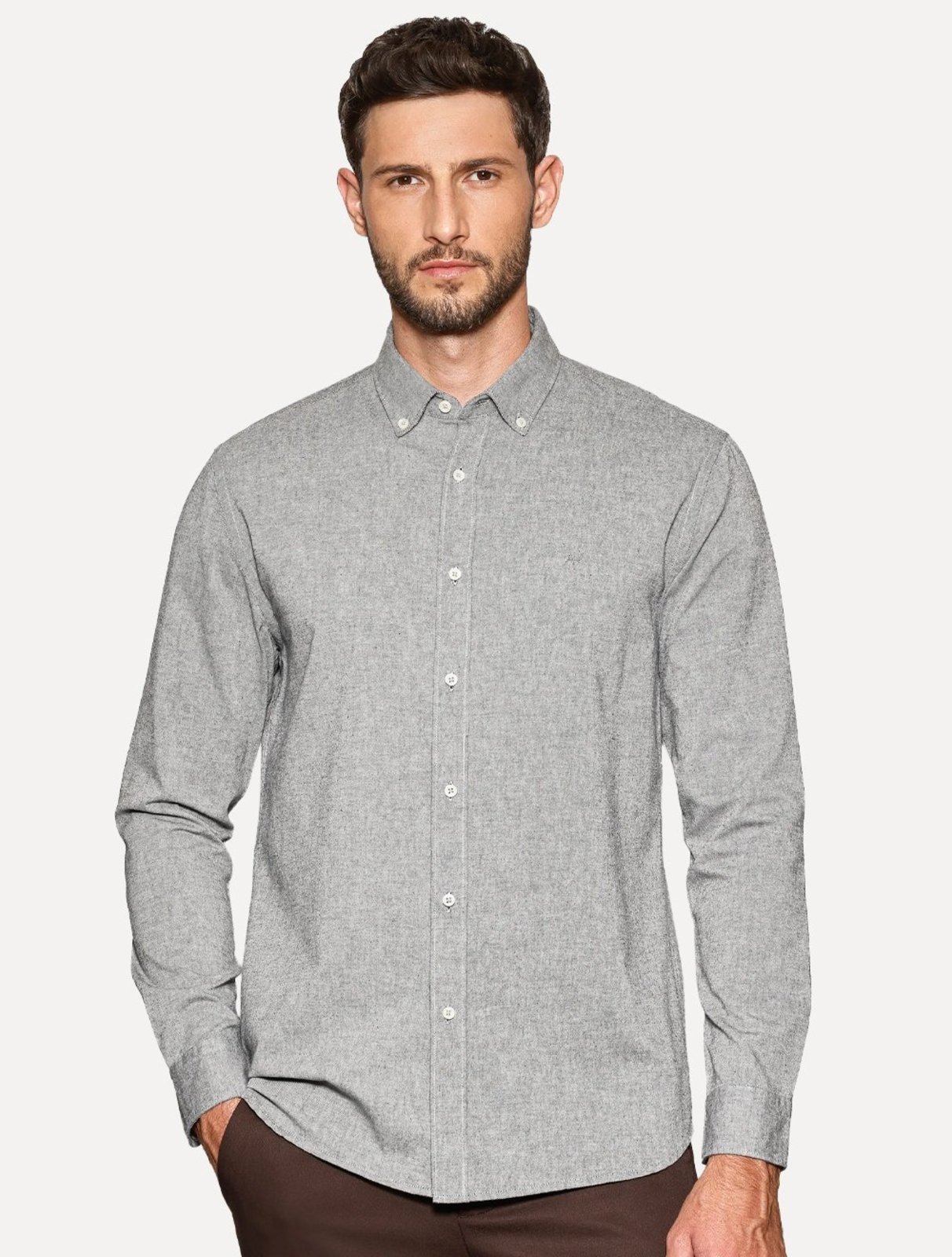 Camisa Aramis Masculina Slim Oxford Planalto Cinza Escuro