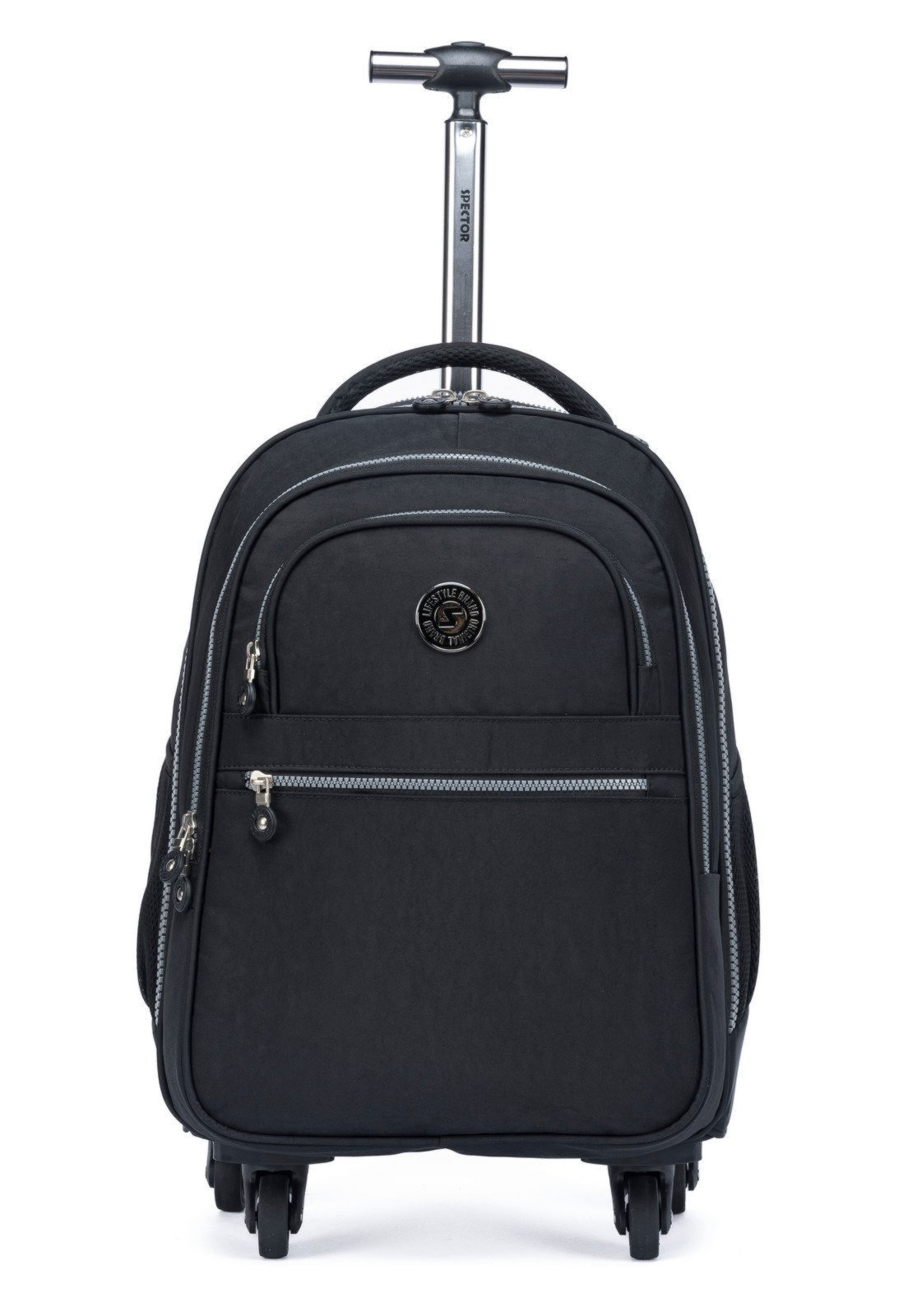 Infantil - Mochila Executiva Resistente Preta Rodinha Carrinho 360
