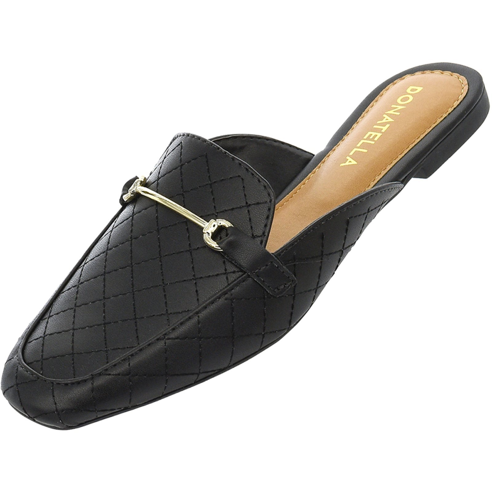 Vista 3 Sapato Mule Femino Donatella Shoes Bico Quarado Matelassê Monte Shoes preto Monte Shoes preto