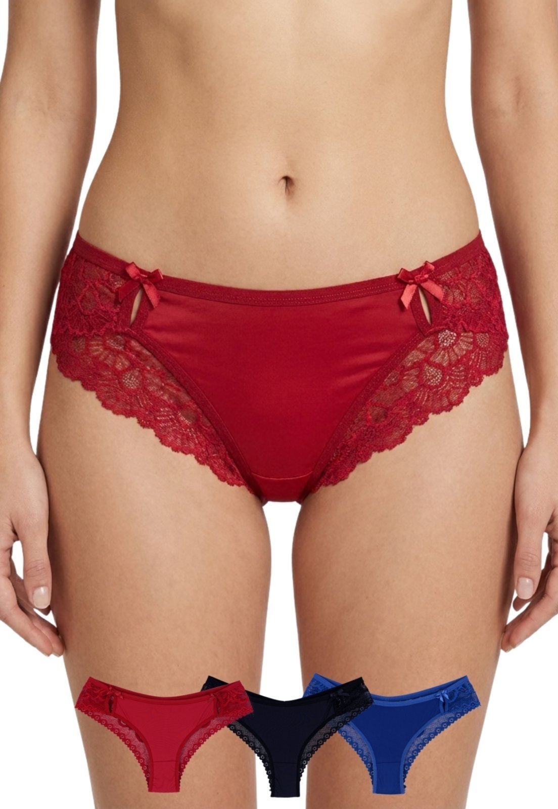Vista 2 Kit 3 Calcinhas Vaidosa Microfibra Premium Renda Concept Lingerie multicolorido Concept Lingerie multicolorido