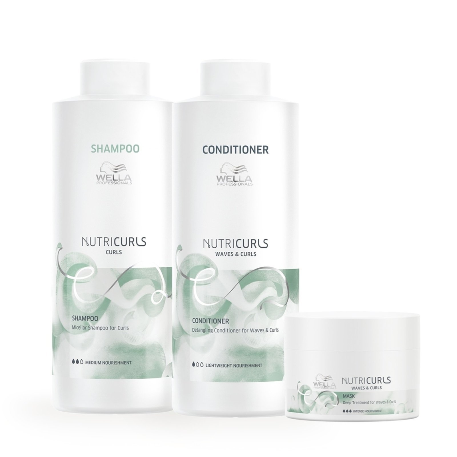 Vista 2 Kit Wella Professionals Nutricurls Shampoo+Condicionador 1L+Máscara 150ml (3 produtos) multicolorido WELLA PROFESSIONALS multicolorido