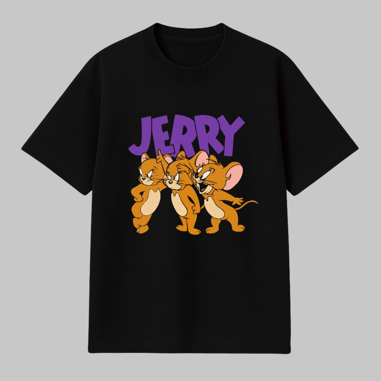 Camiseta Básica Personagem Icônico Desenho Animado Jerry Unissex Preto