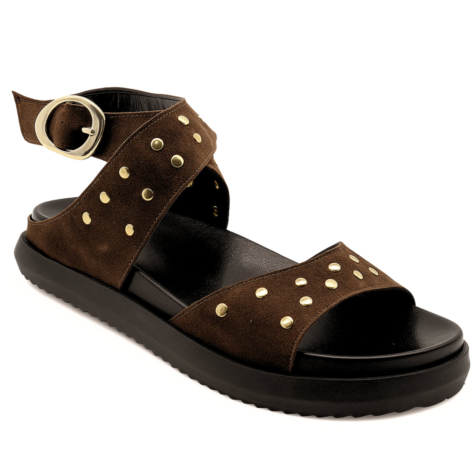 Papete Flatform Feminina Sola Macia Camurça Marrom 004