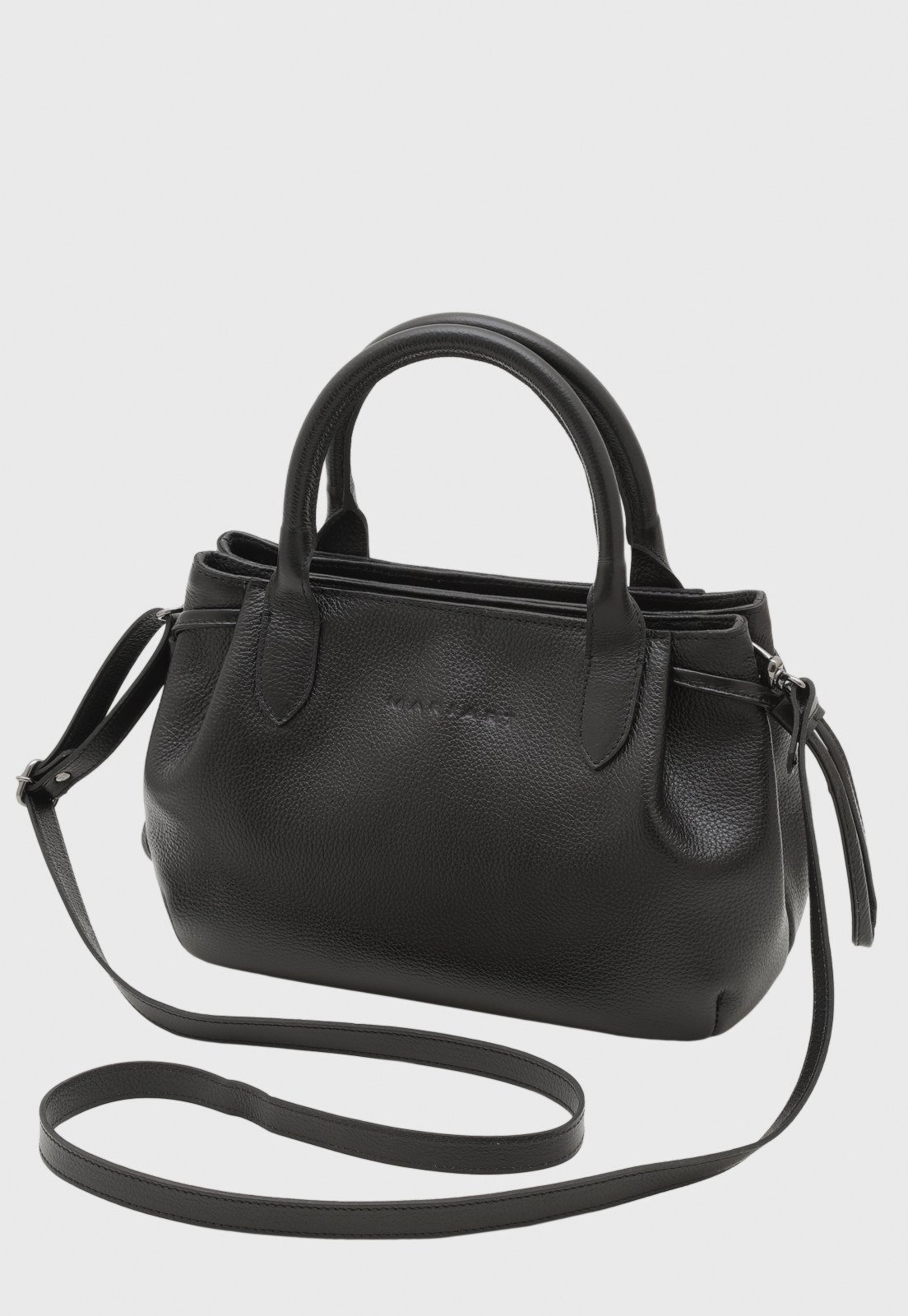 Bolsa Transversal de Couro Mariart Mini Capitólio Preta