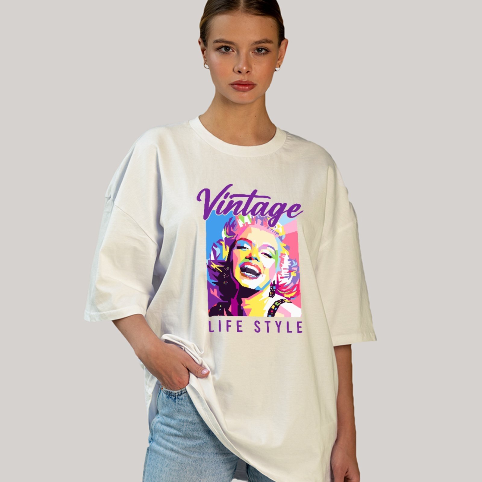 Camiseta Ousy Unissex Streetwear Vintage Marilyn Monroe Life Style Arte Urbana Exclusiva Oversized Off White