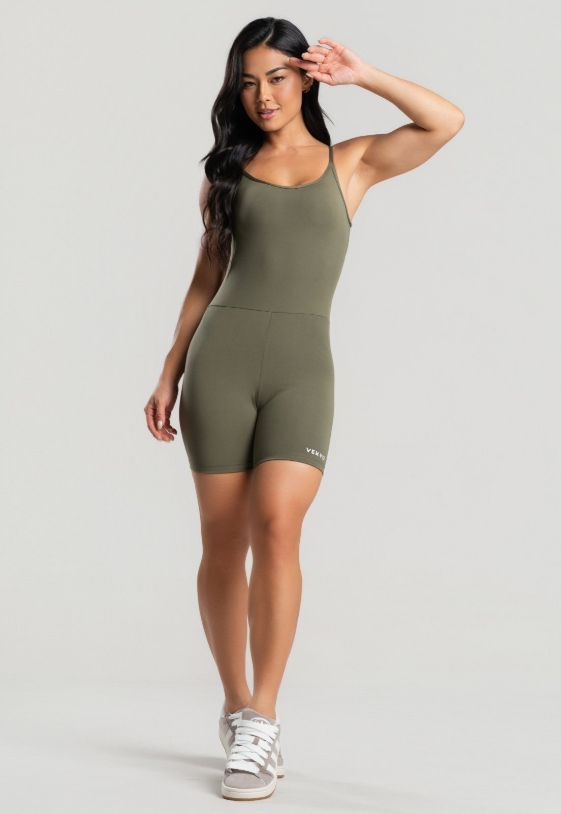 Macaquinho Serra e Mar Modas Feminino Poliamida Fitness Alças Costas Cruzadas Sustentação Verde