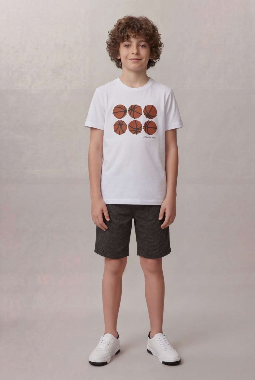 Camiseta Manga Curta Calvin Klein Jeans Boy Basquete - Branco Calvin Klein Jeans
