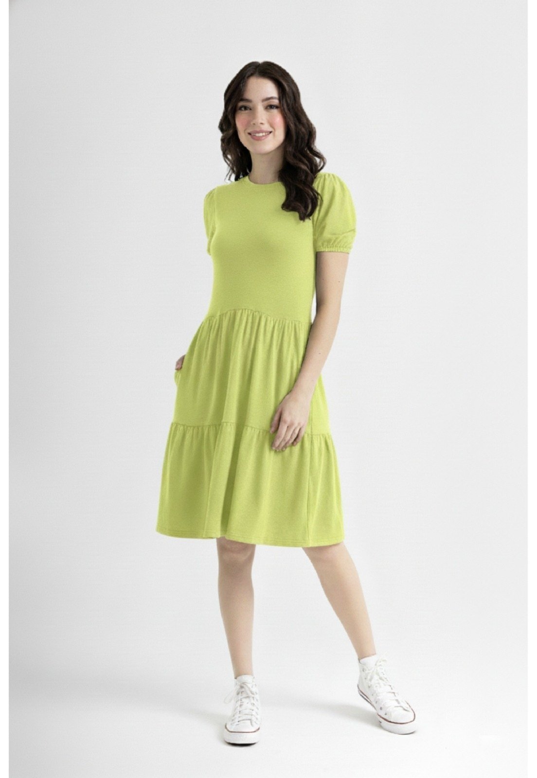 Vestido Básico em Meia Malha Just Basic Verde