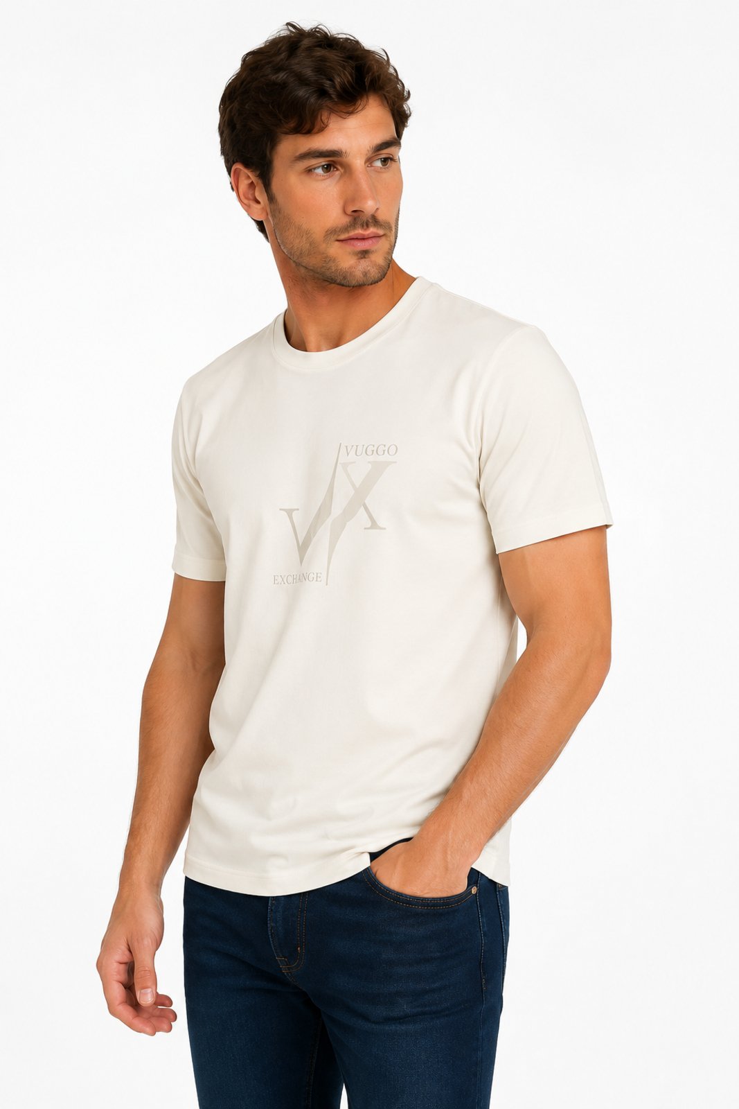 Camisa Masculina D Bell Outlet Fashion Básica Algodão Off White