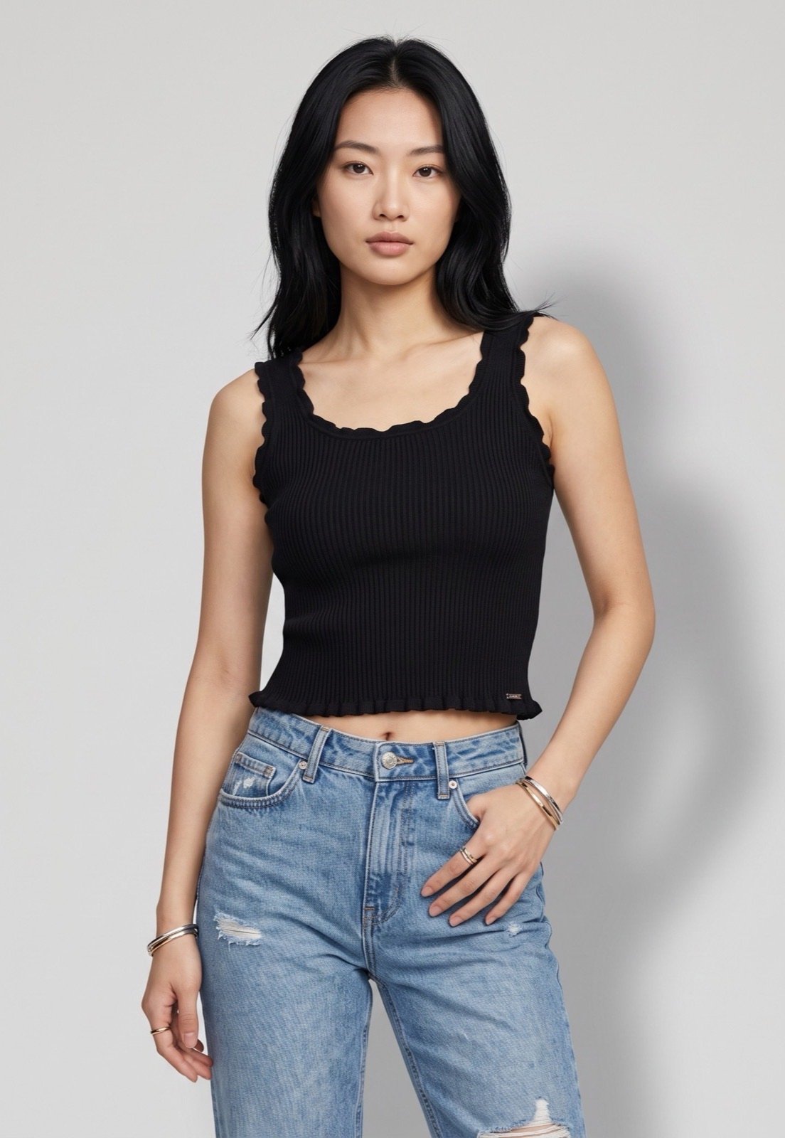 Blusa Feminina Lez a Lez Alças Largas Tricot Preta