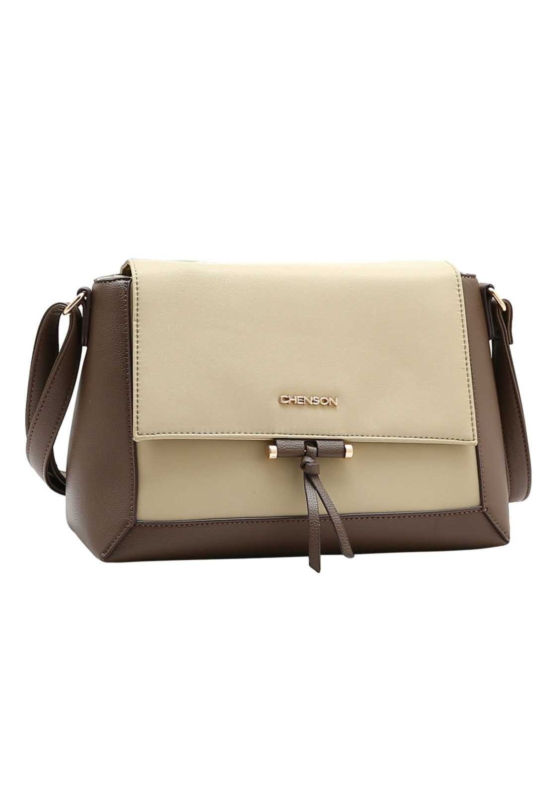 Bolsa Feminina Chenson Transversal Microfiber 3185455 Bege