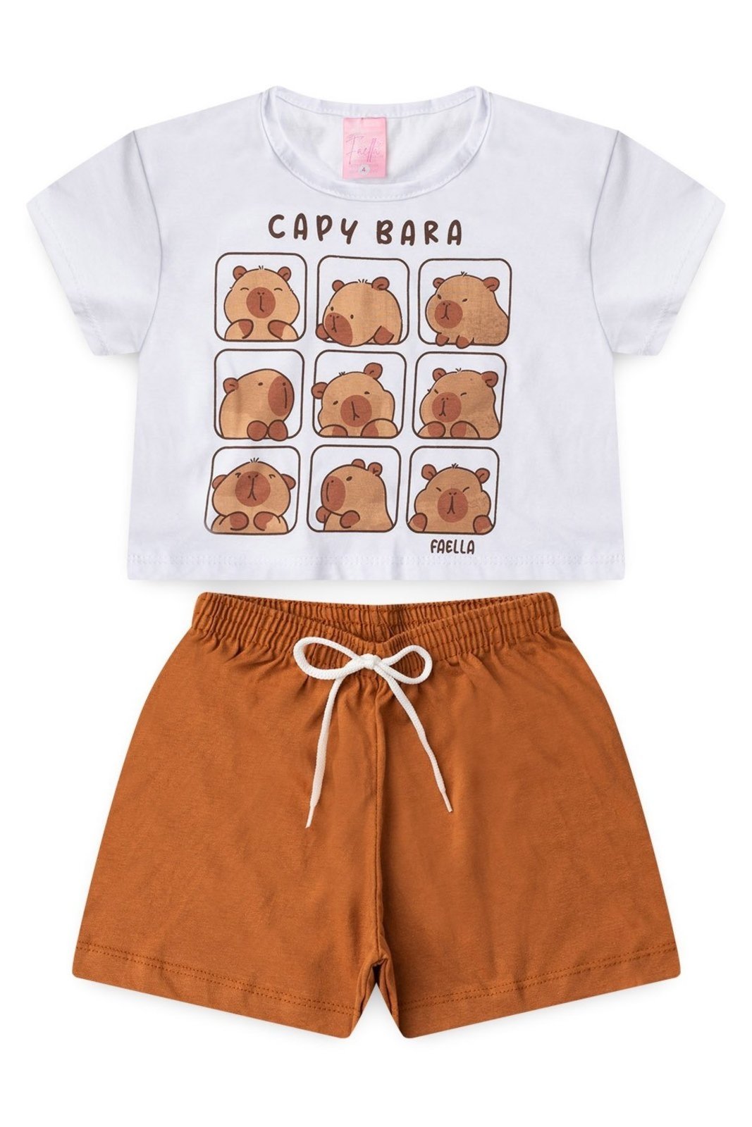 Vista 2 Infantil - Conjunto Cropped Verão Feminino Capy Bara - Branco Mega Kids unico Mega Kids unico