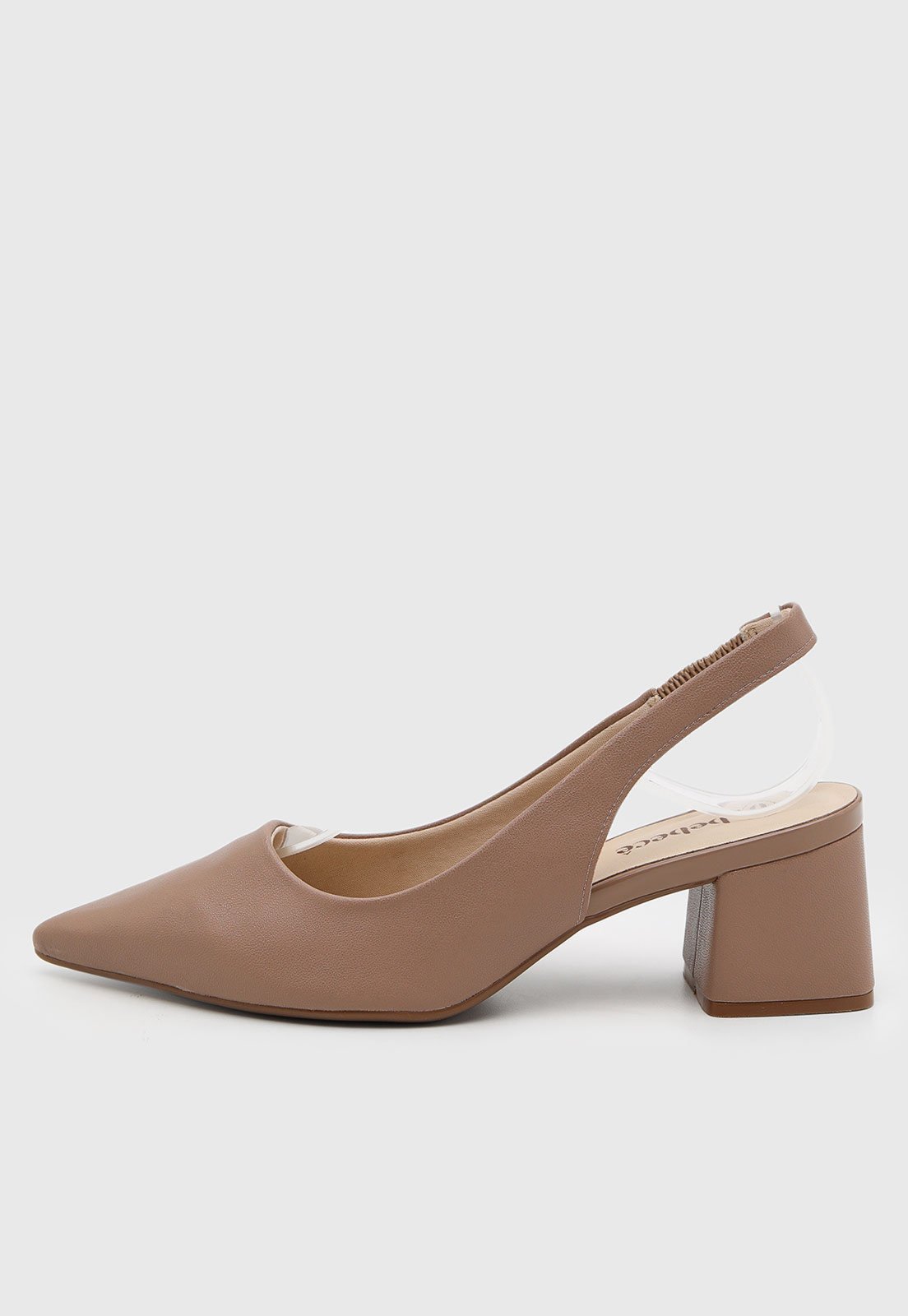 Scarpin Feminino cê Salto Bloco Bico Fino Bege