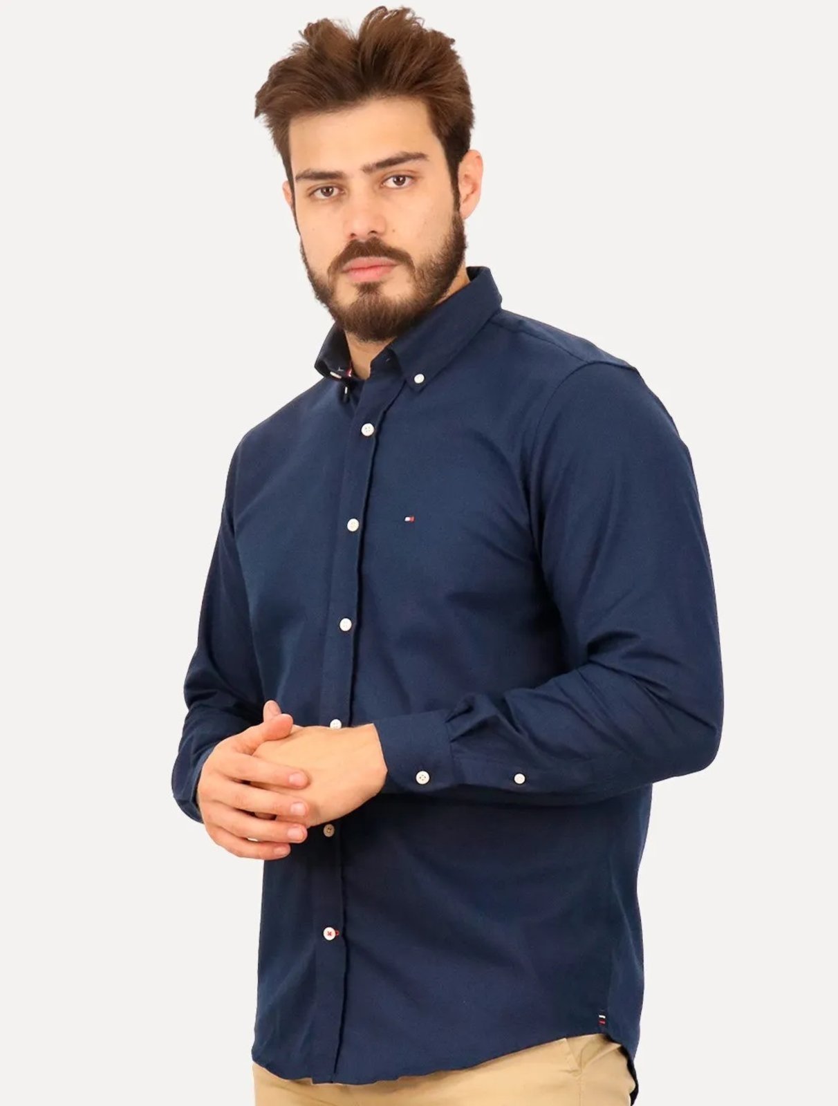 Camisa Tommy Hilfiger Masculina Regular Core Oxford Azul Marinho