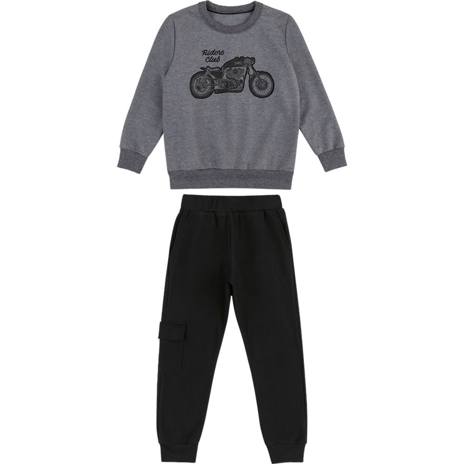 Infantil - Conjunto Longo Moletom Motocicleta Menino