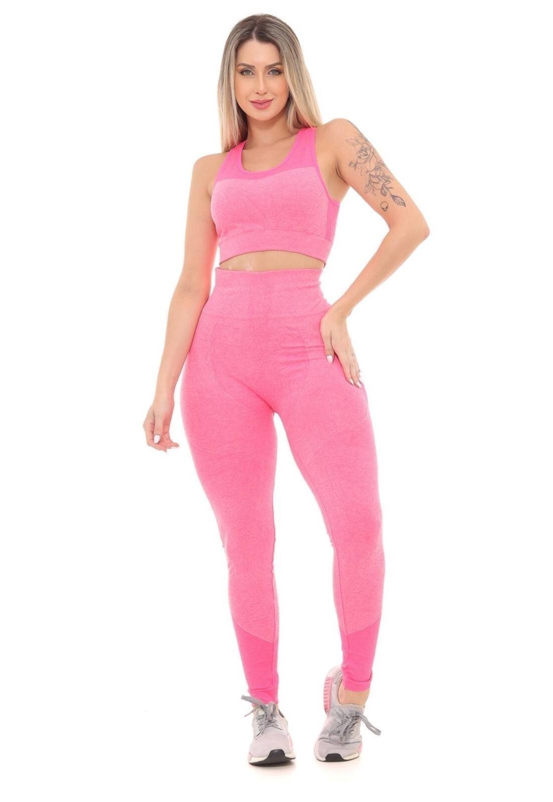Calça Legging Rosa GARAIS MODA de Cintura Alta – Efeito Levanta Bumbum