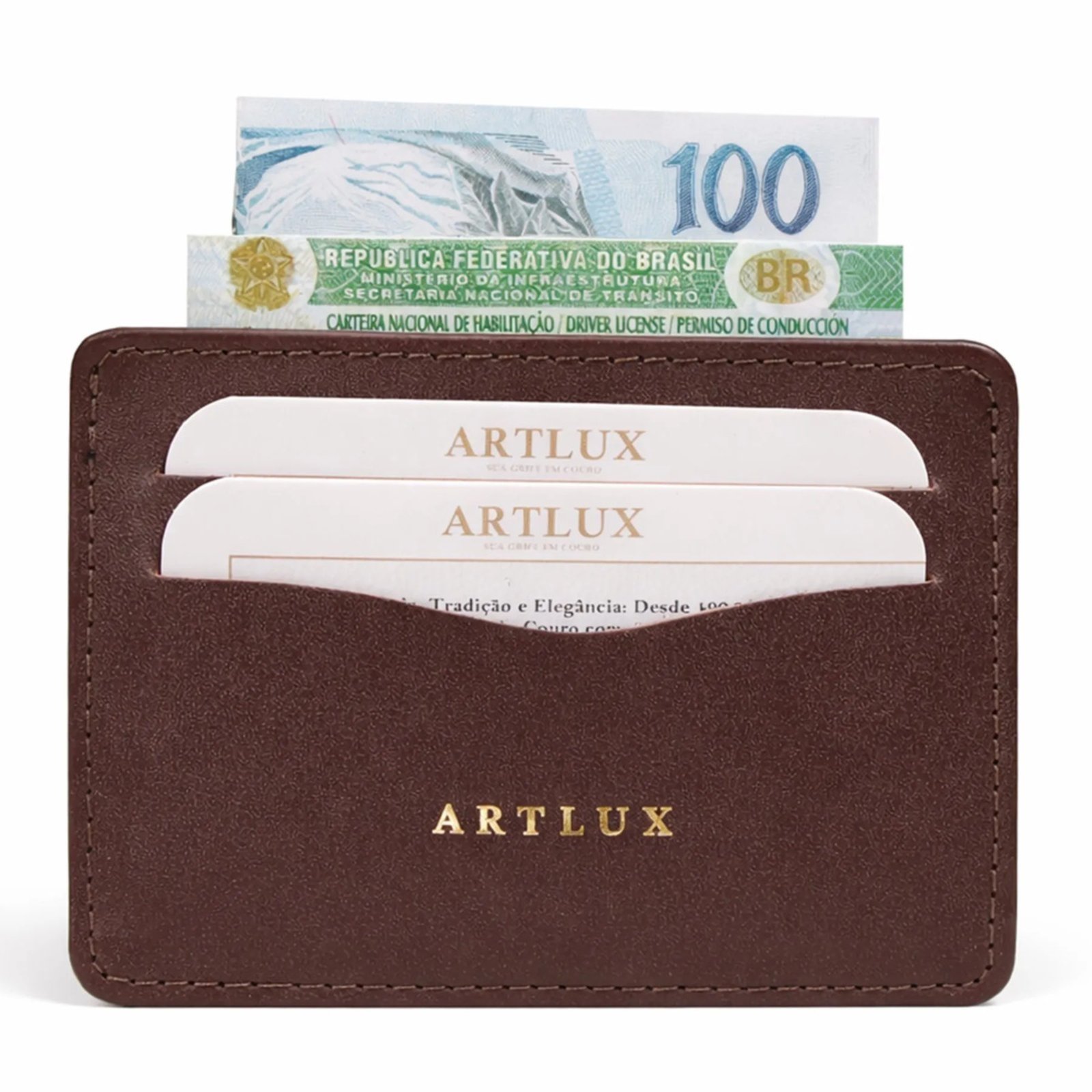 Porta Cartão e CNH em Couro Artlux 3062 Café