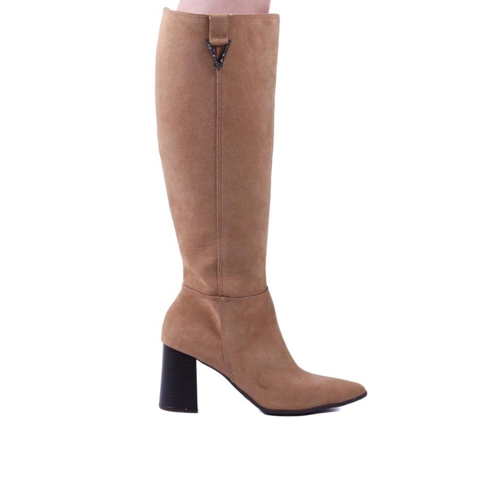 Bota Feminina Cano Alto em Camurça Via Marte 357-005 Avela Incolor
