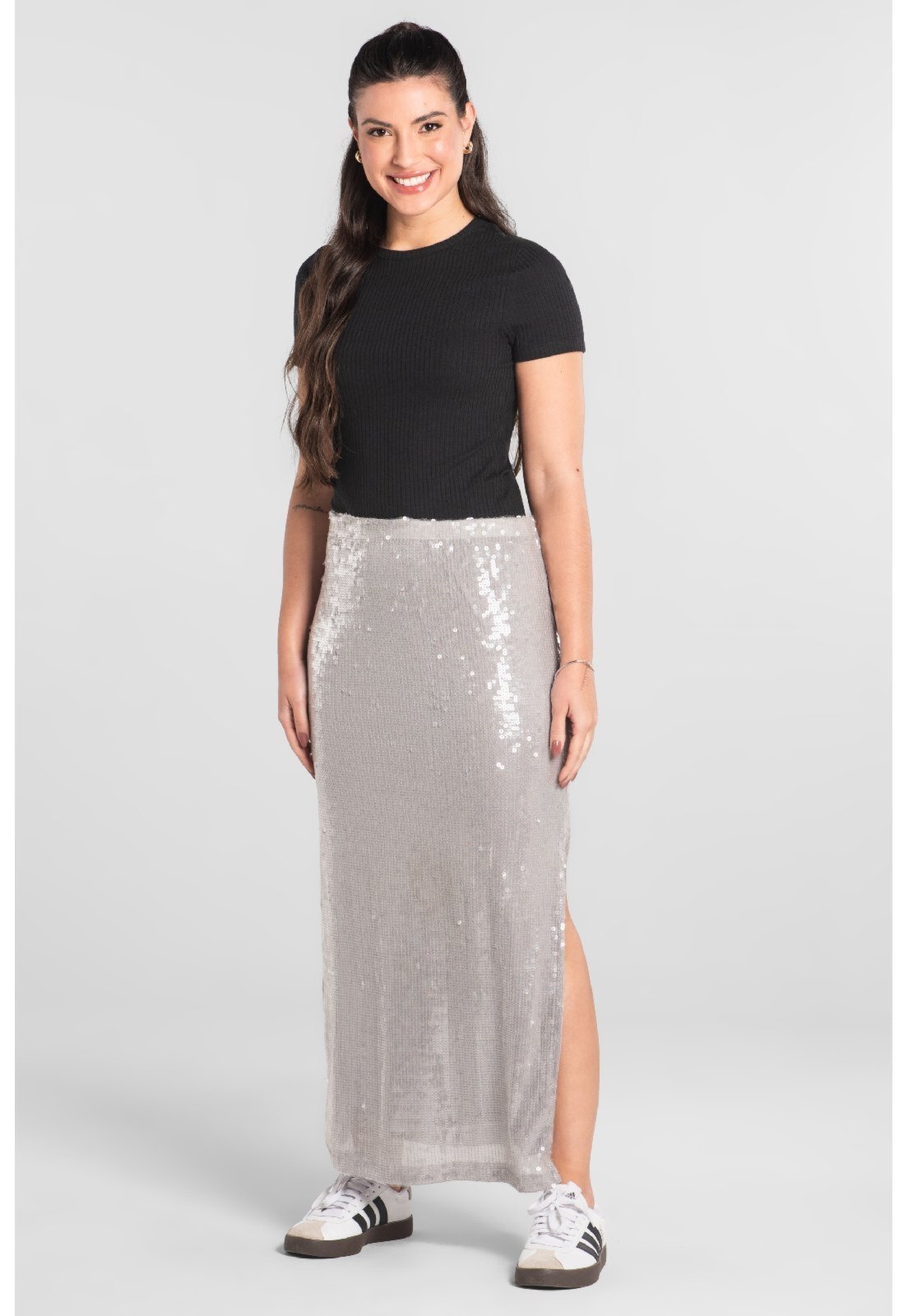 Blusa em Ribana Canelada Just Basic Preto