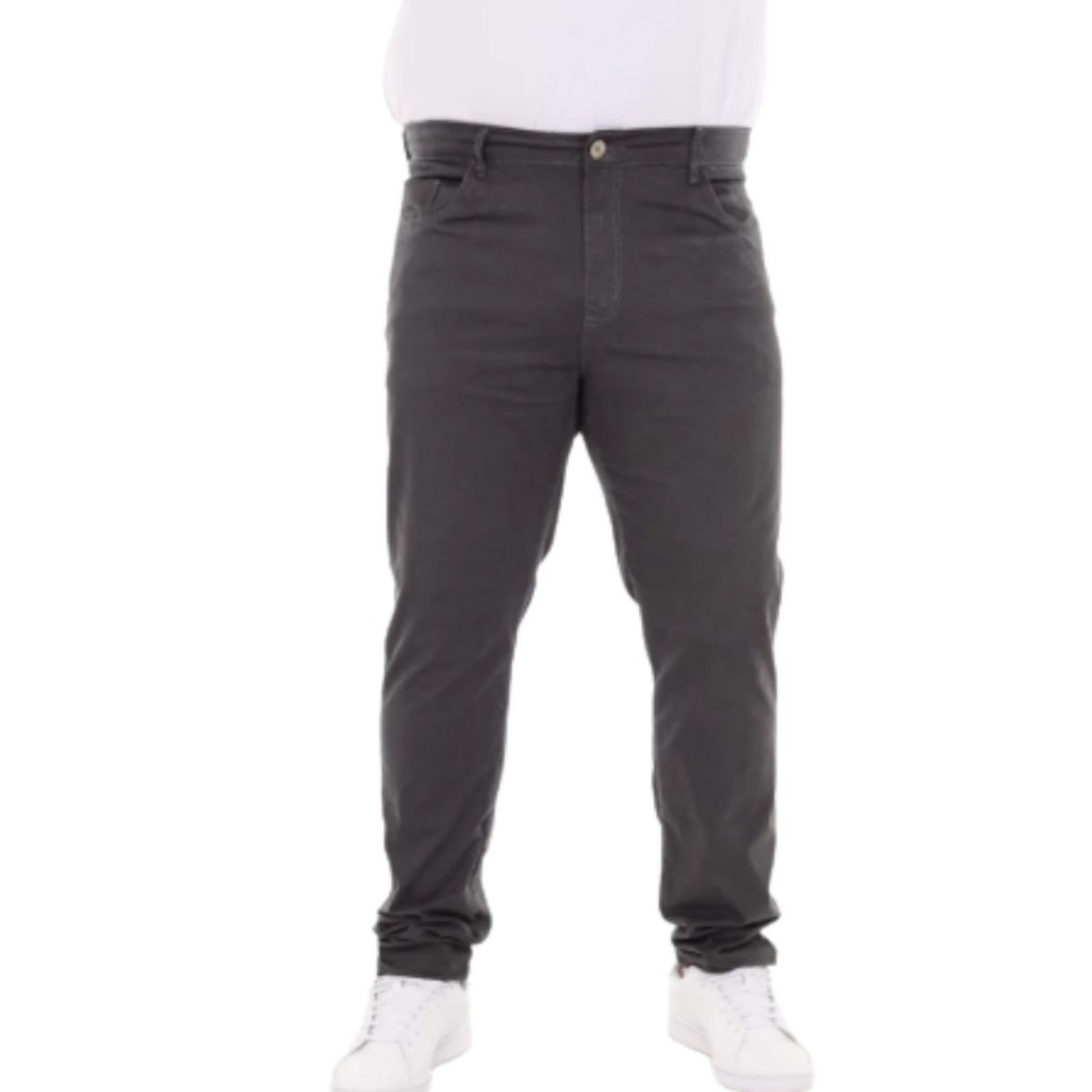 Calça Masculina Jeans Light Plus Size de Sarja Cinza Escura