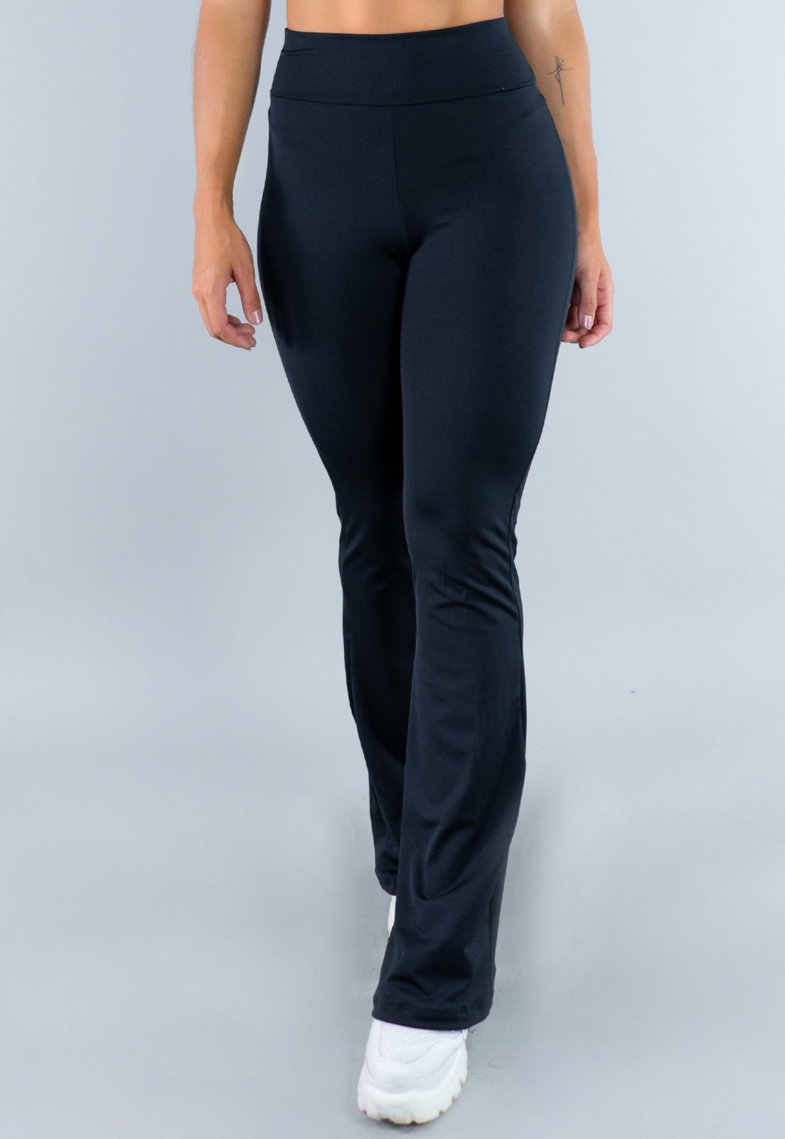 Calça MVB Modas Feminina Flare Pantalona Suplex Preta