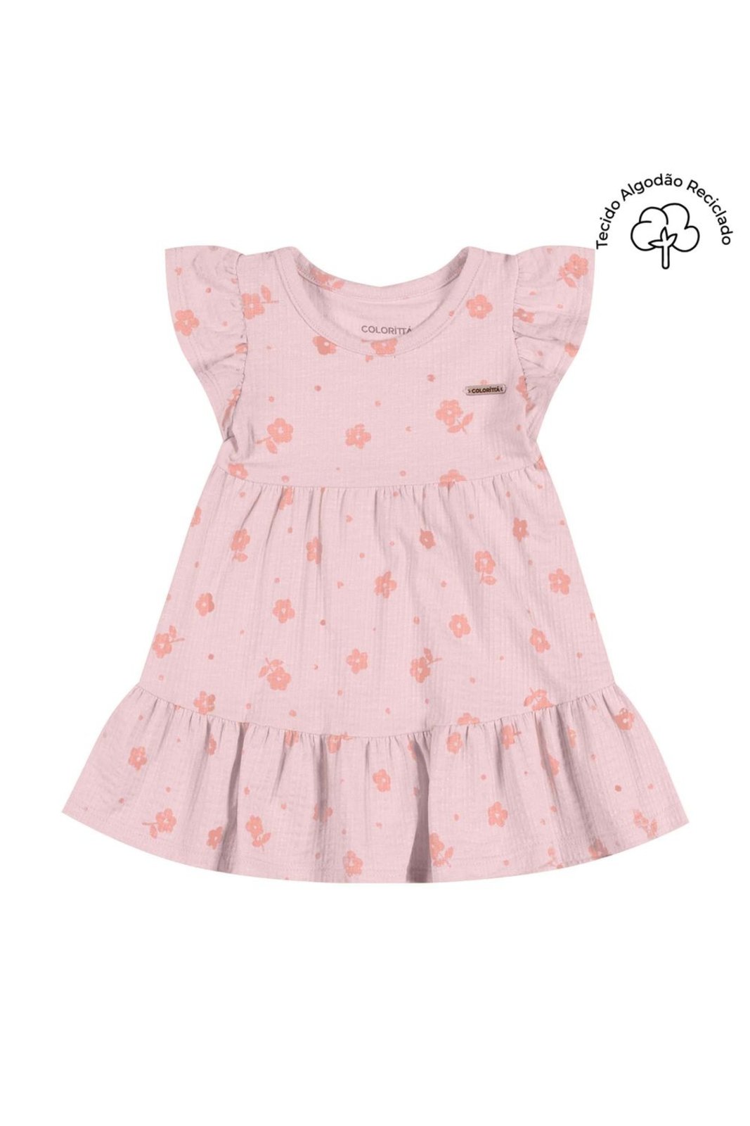 Infantil - Vestido Menina Floral Canelado Colorittá