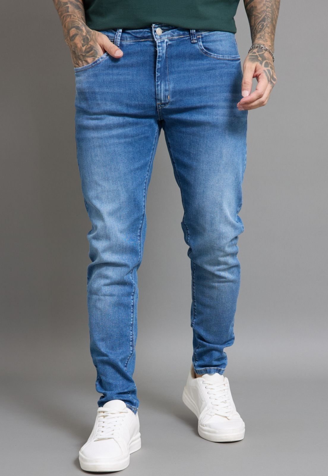 Calça Jeans Skinny Masculina Marmorizada Básica na Cor Azul Dialogo