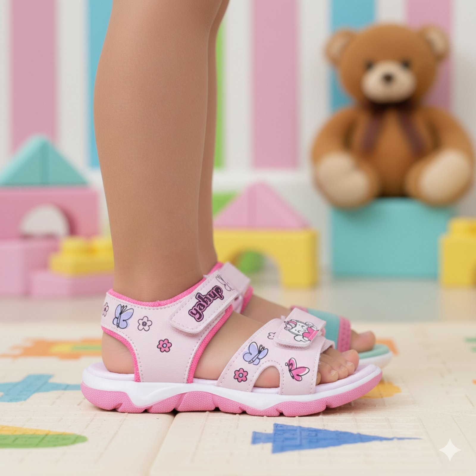Infantil – Sandália Papete Menina Com Led Luzinha Unicórnio Macia Confortável e Leve Rosa