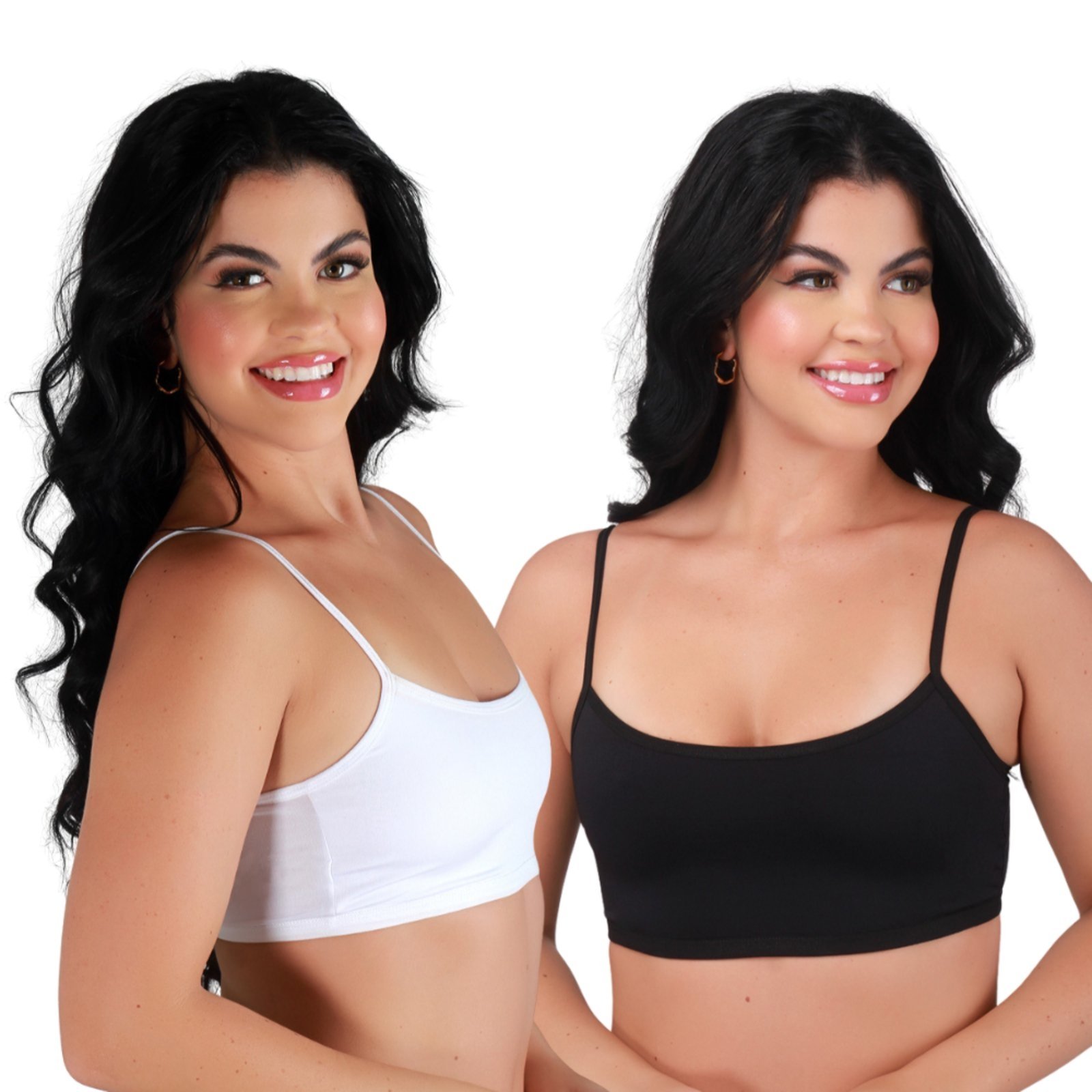 Kit 2 Top Fitness Reflexo Íntimo Sem Bojo Alça Fina Para Treino Academia Preto e Branco