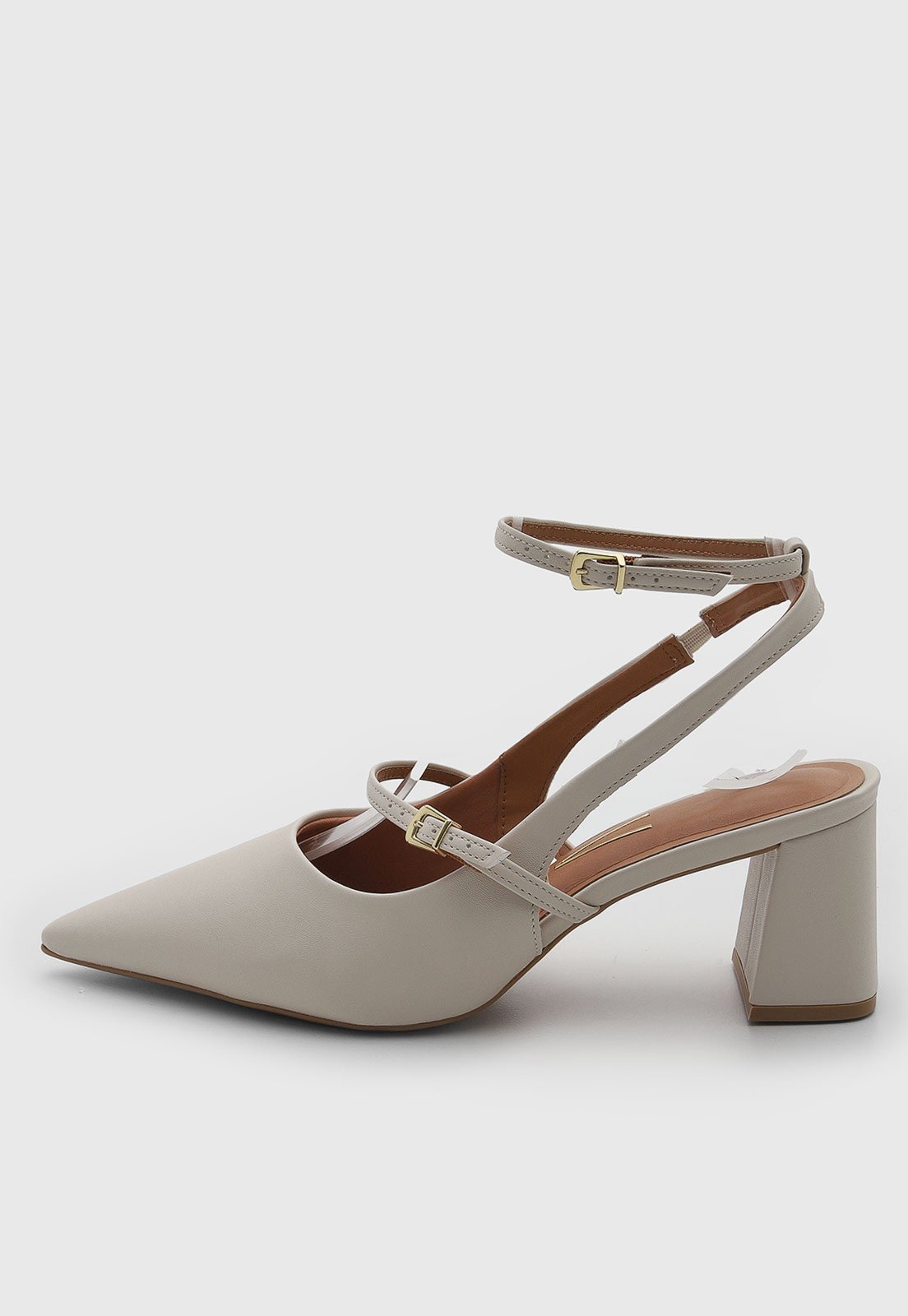 Scarpin Feminino Vizzano Salto Médio Tiras Off-White