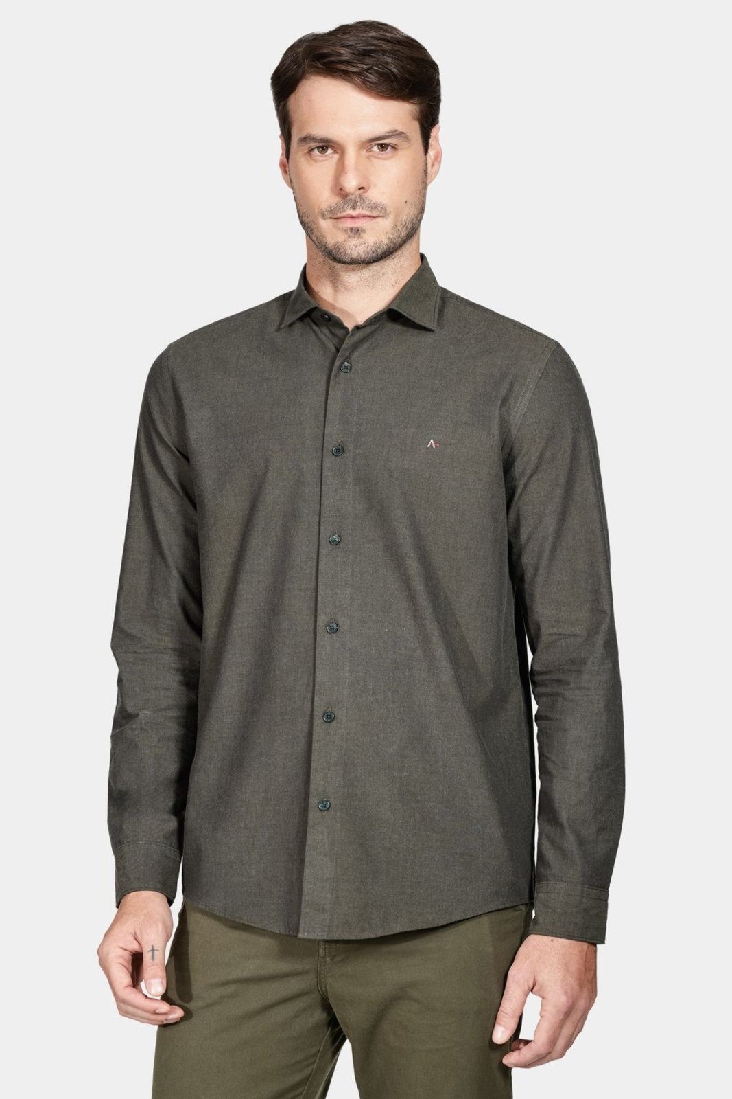 Camisa Aramis Slim Actually Liso Verde Militar