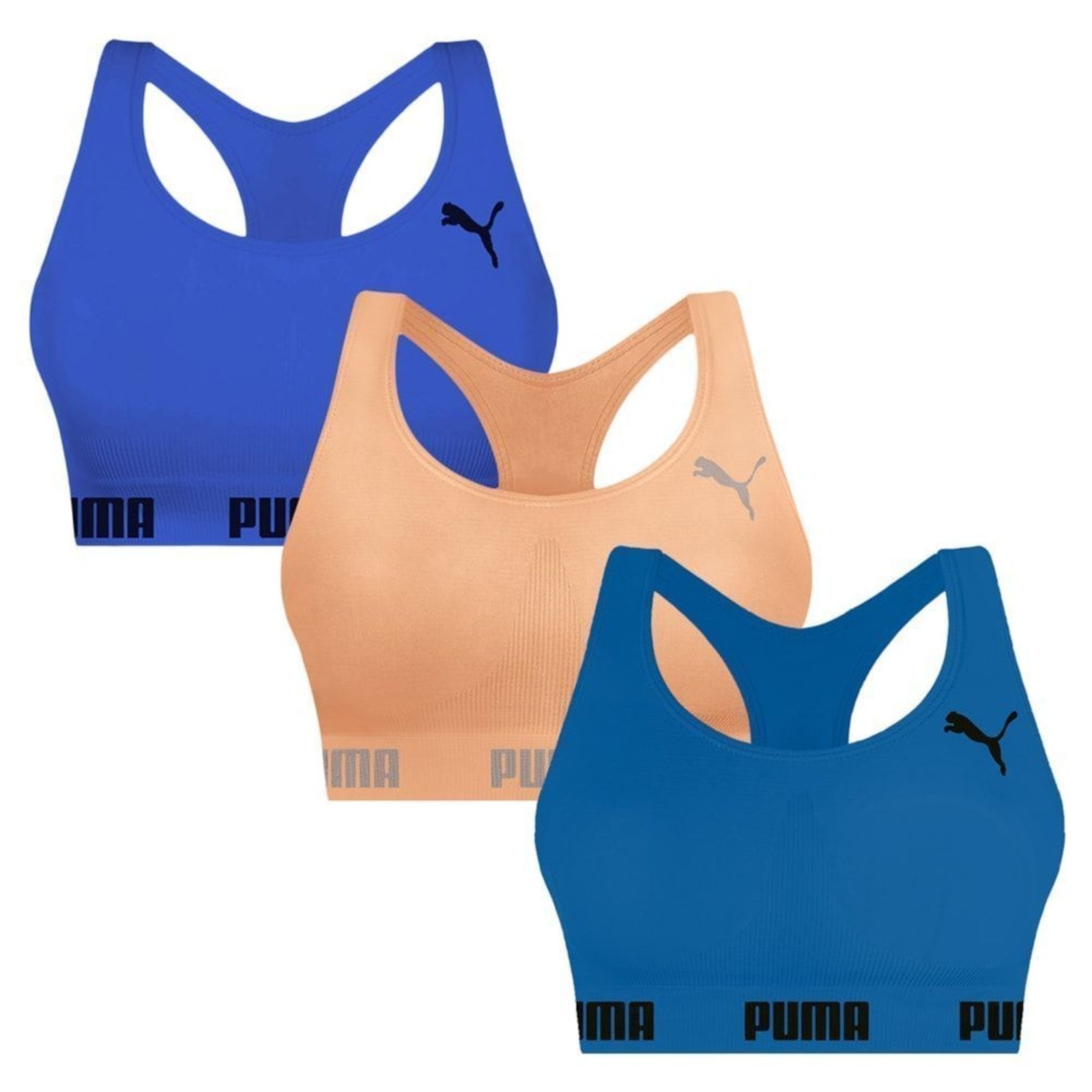 Kit 3 Tops Puma Nadador Sem Costura Feminino – Azul – puma