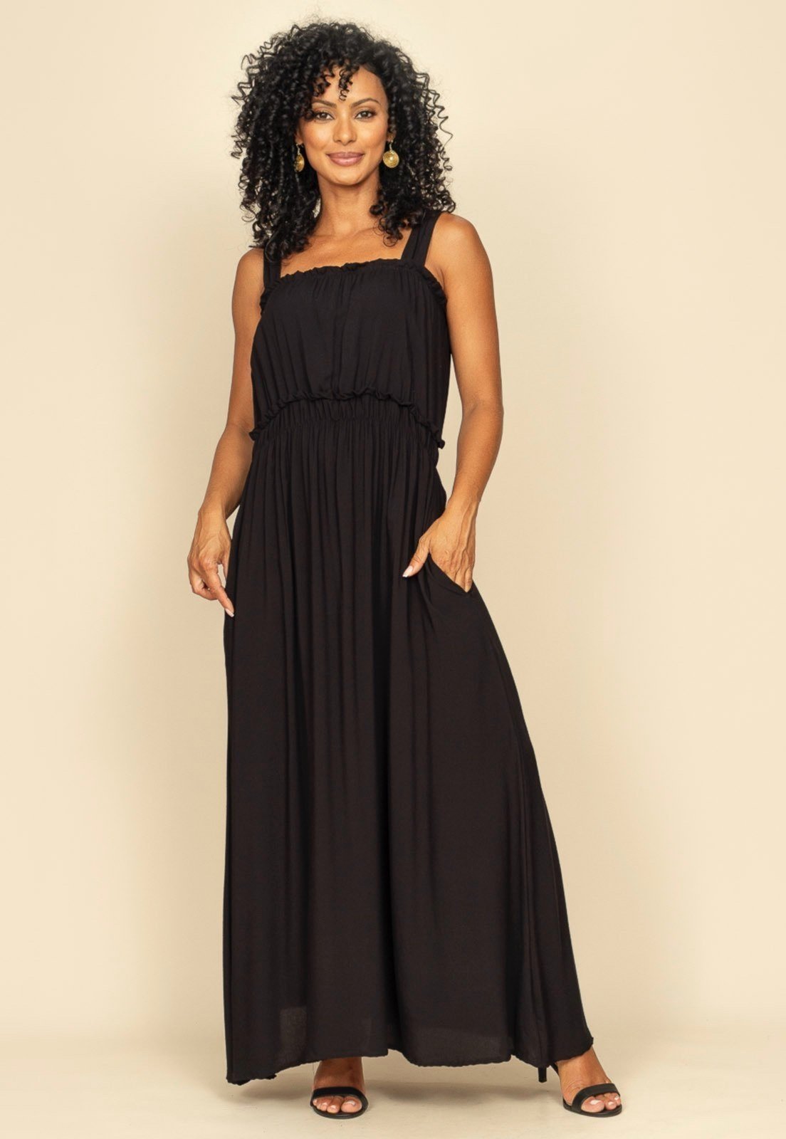 Vestido Longo Amana Viscose Preto