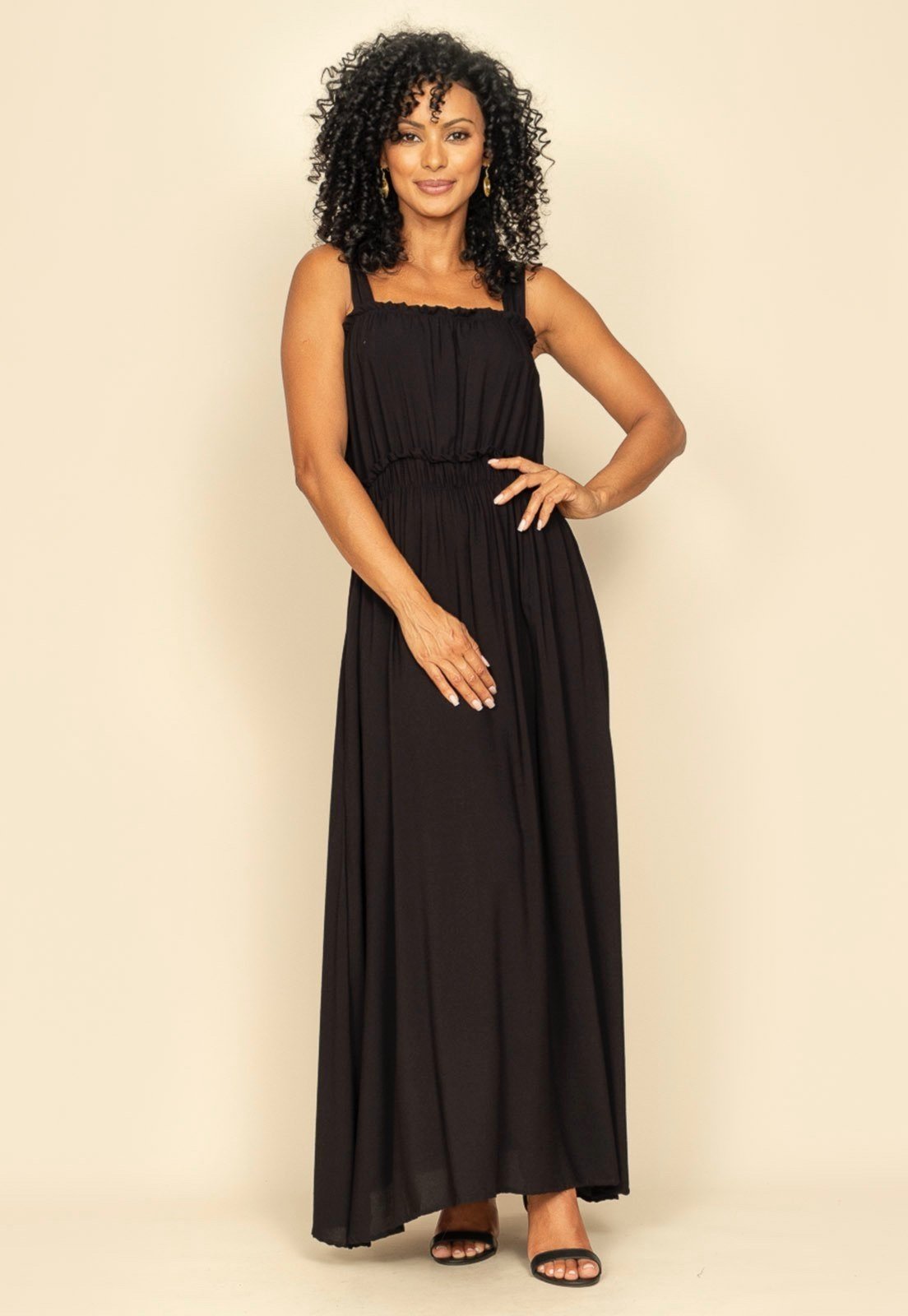 Vista 3 Vestido Longo Amana Viscose Amazonia Vital preto Amazonia Vital preto