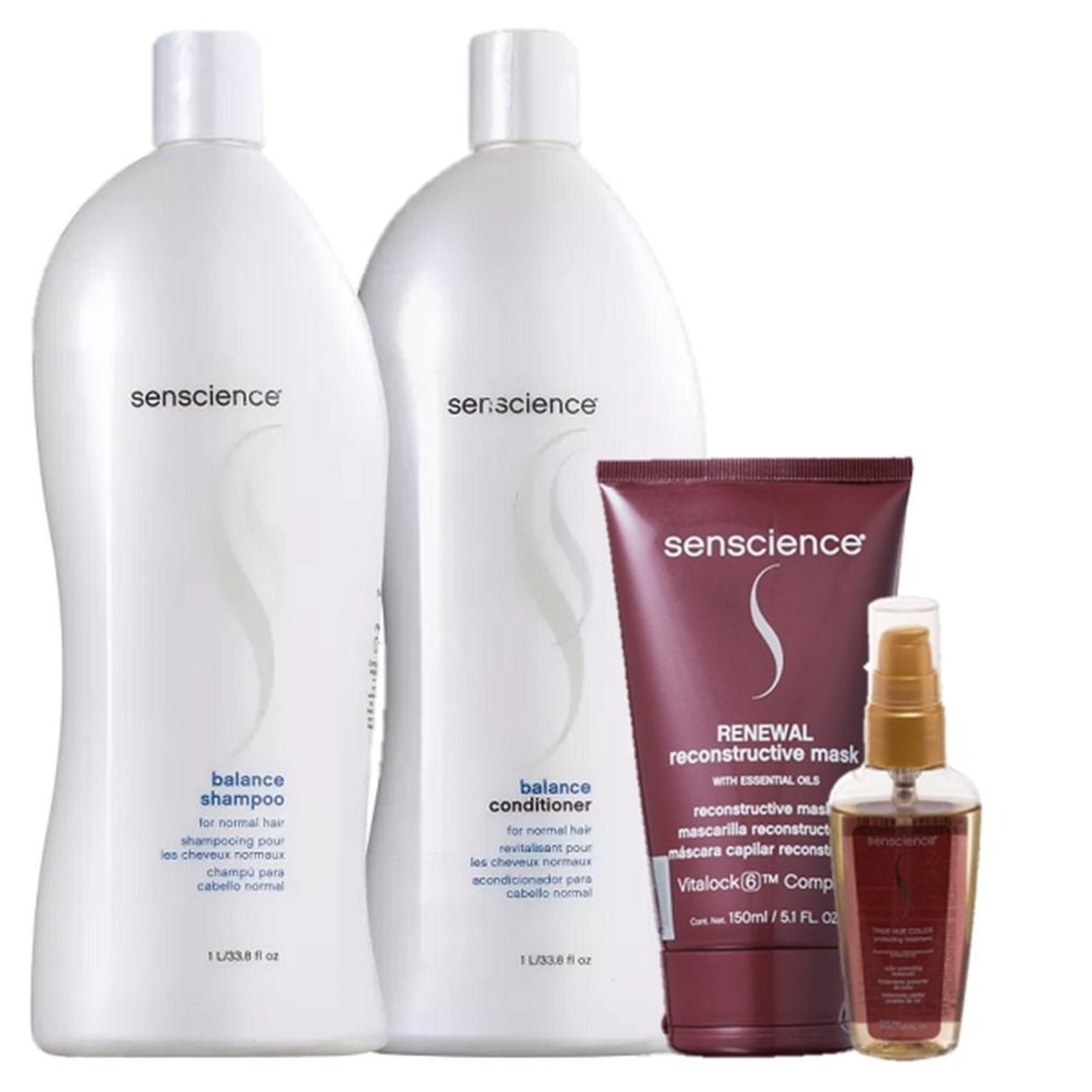 Vista 2 Senscience Balance Duo 1L True Hue Color Oleo 55ml e Renewal Mask 150ml multicolorido Senscience multicolorido