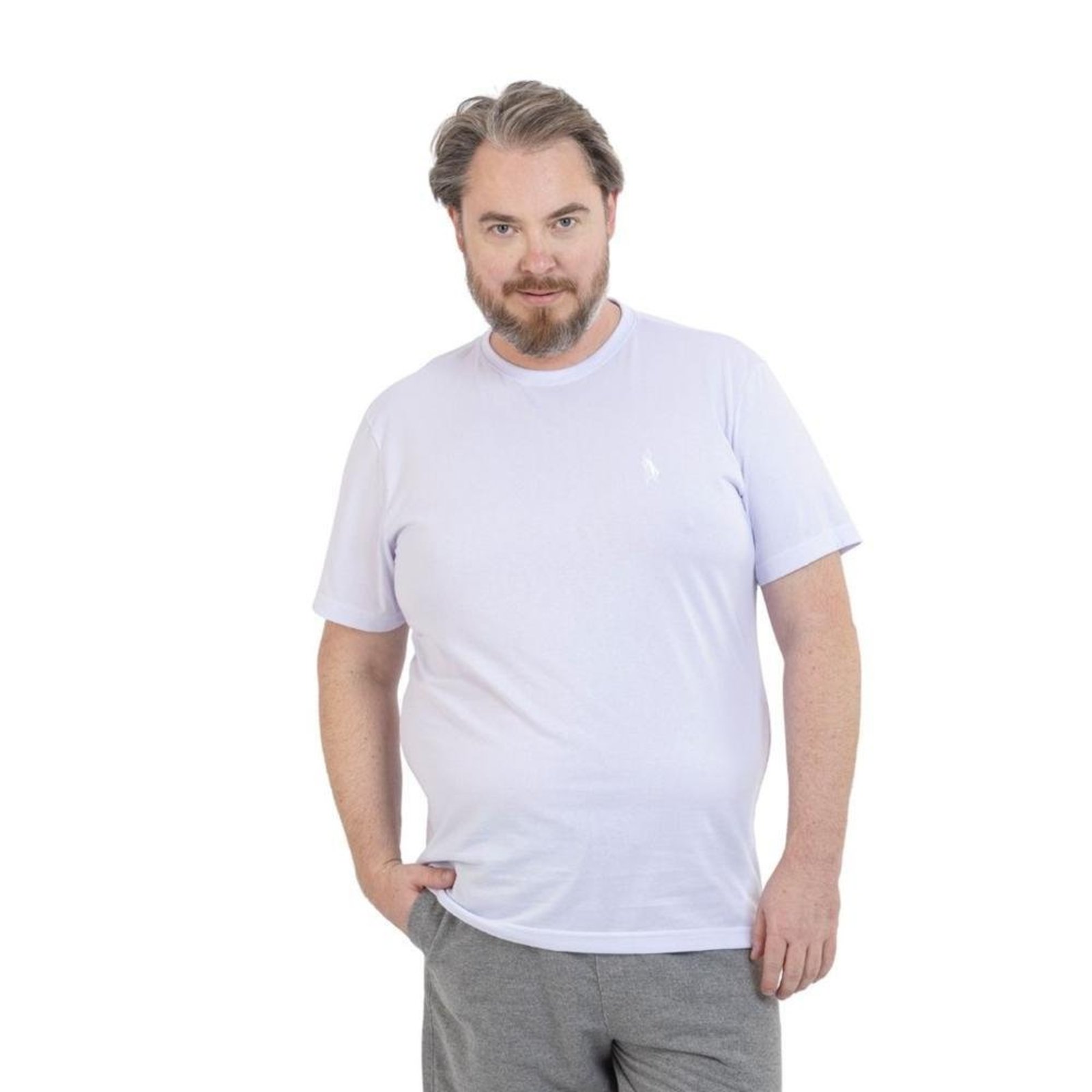 Camiseta Plus Size Básica Casual Masculina Confortável em Malha Leve
