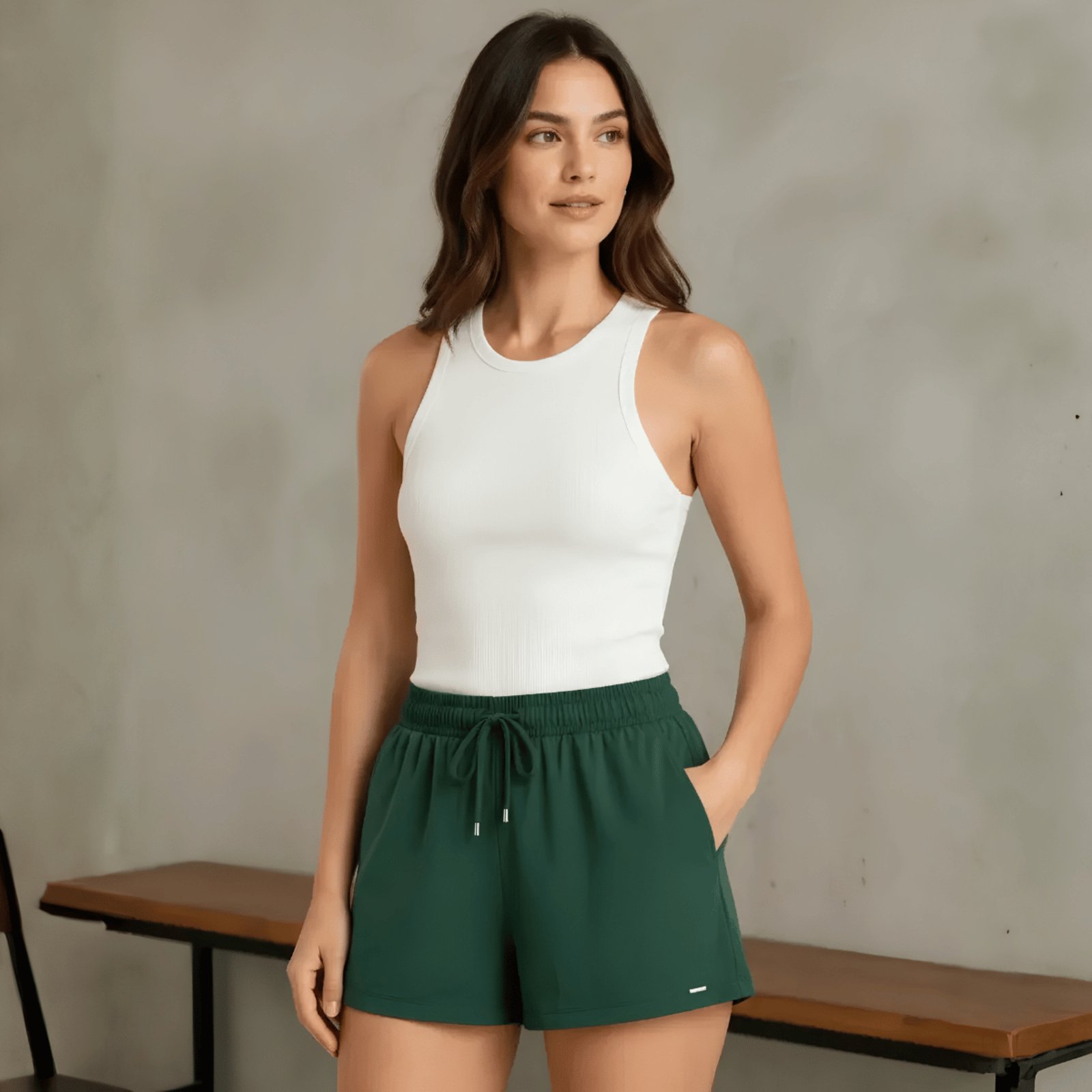 Shorts Básico Feminino Elástico Malha Lunender