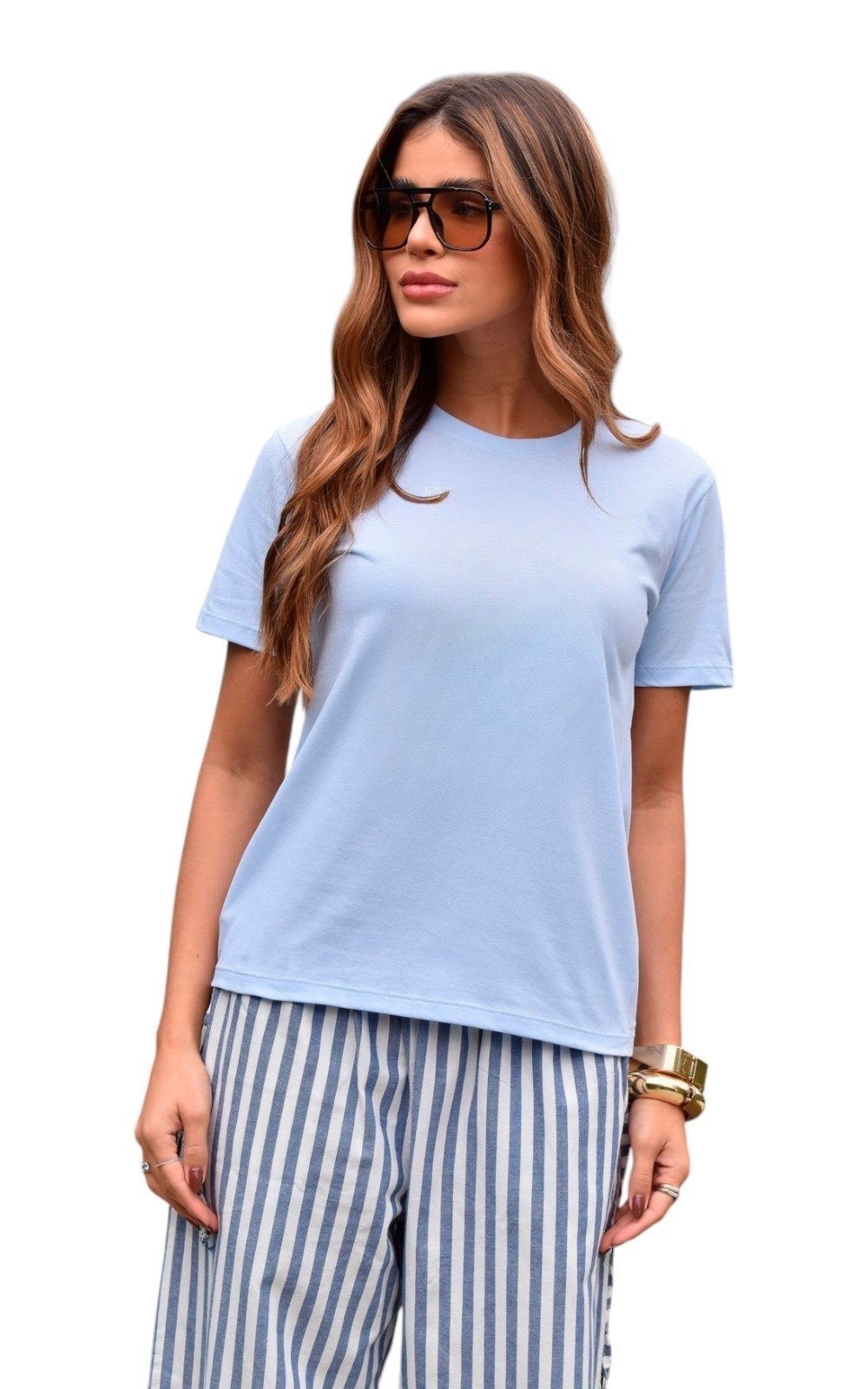 Camiseta Feminina Cianitas Azul Claro Lisa