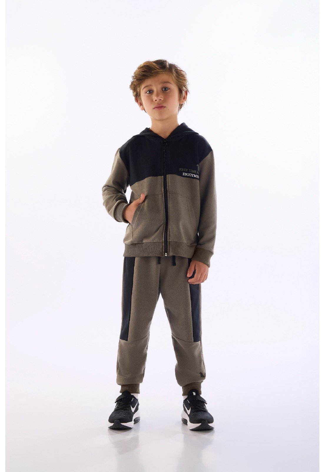 Infantil - Conjunto Moletom Jaqueta e Calça Quimby Preto