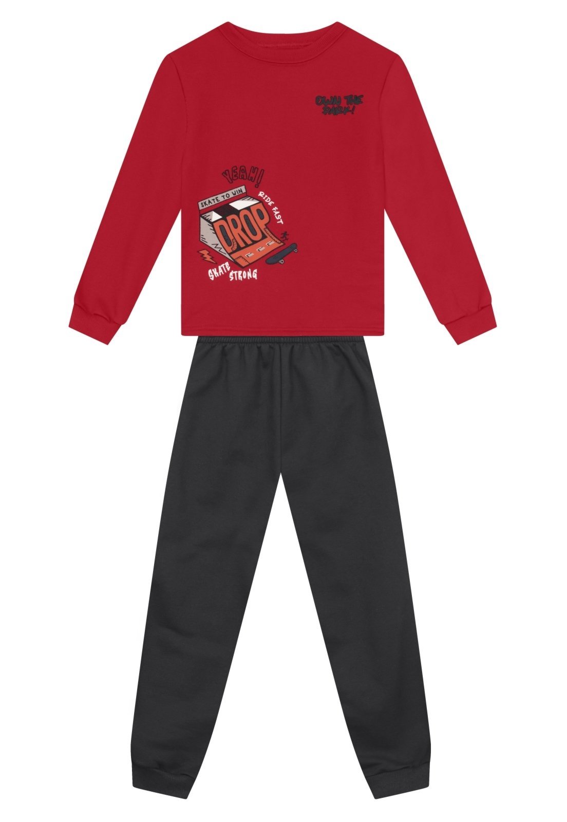 Infantil - Conjunto menino em moletom de skate Brandili