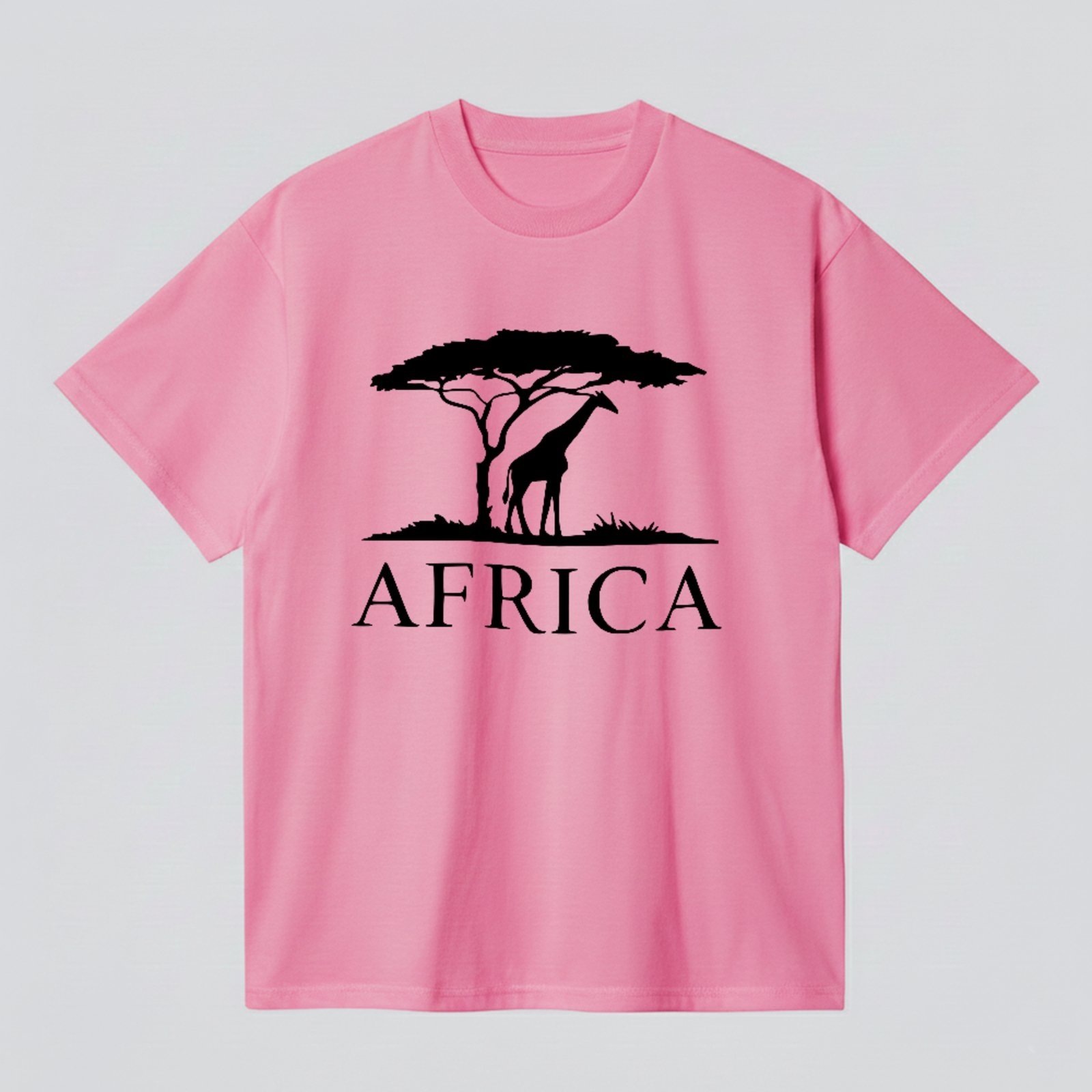 Camiseta Básica Africa Safari Girafa Estilo Minimalista Rosa